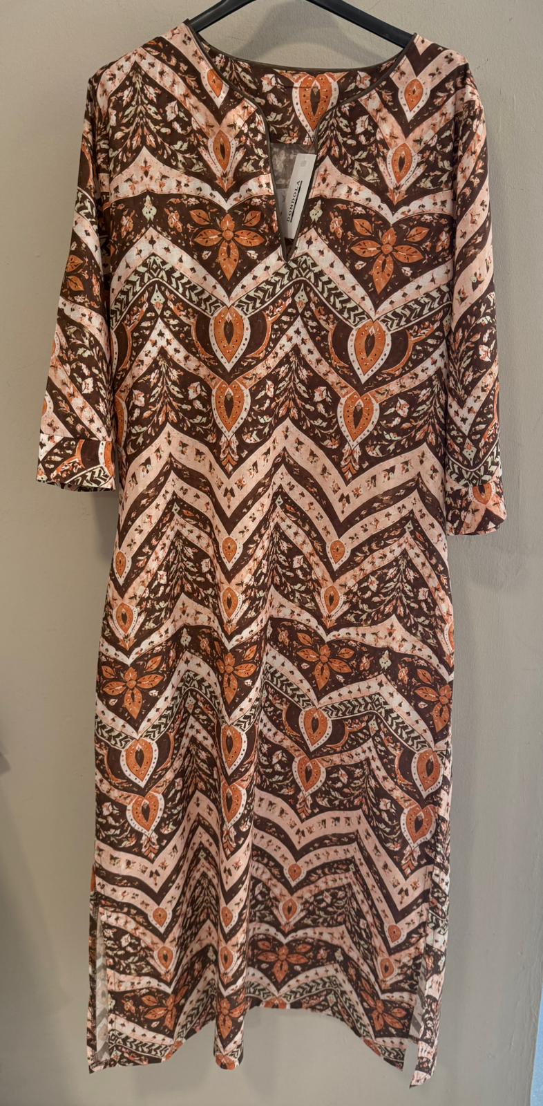 Vestido estilo túnica estampado 100% algodón