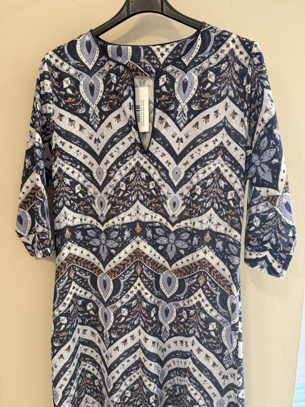 Vestido estilo túnica estampado 100% algodón