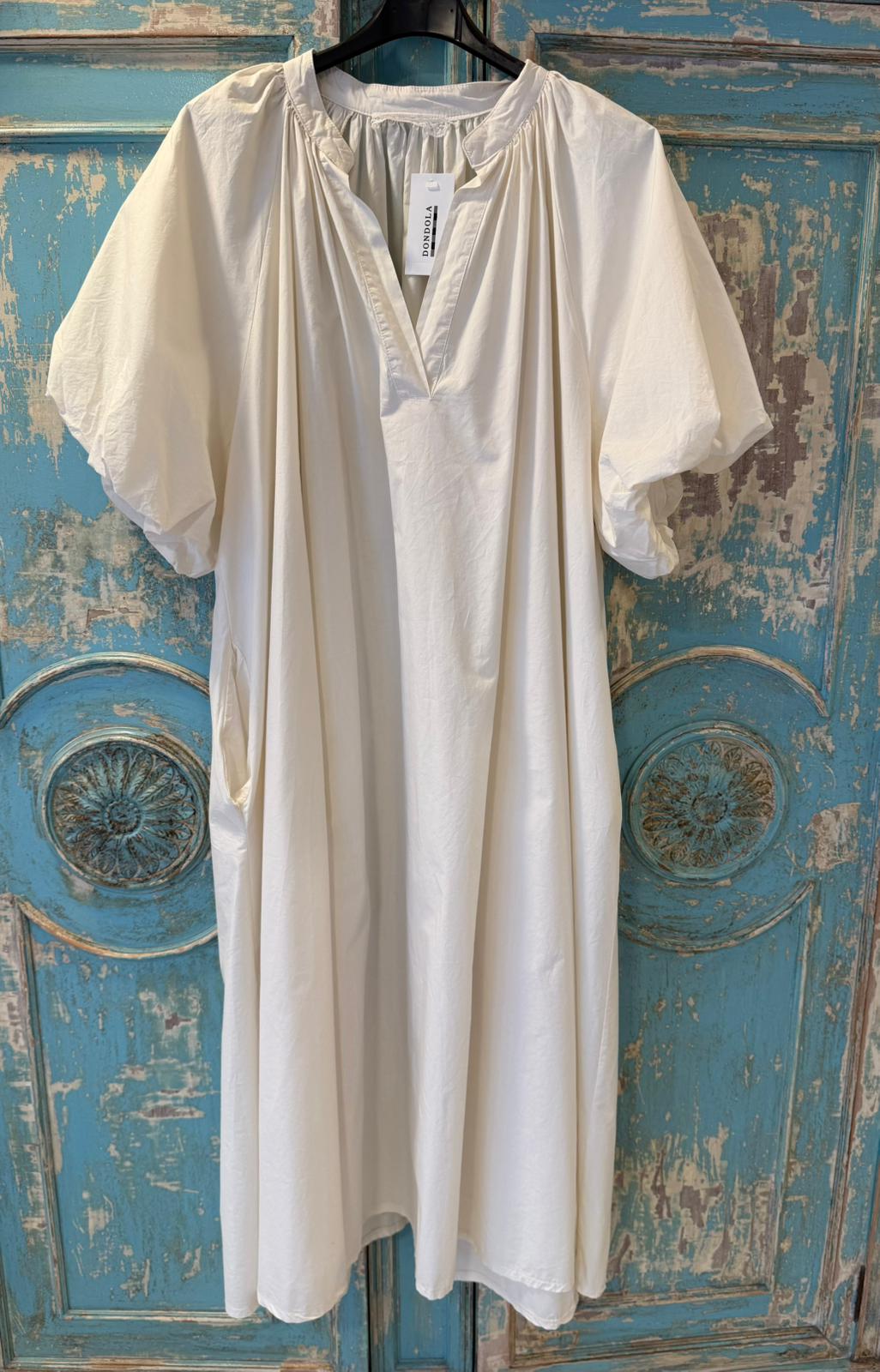 Vestido manga abullonada 100%algodón