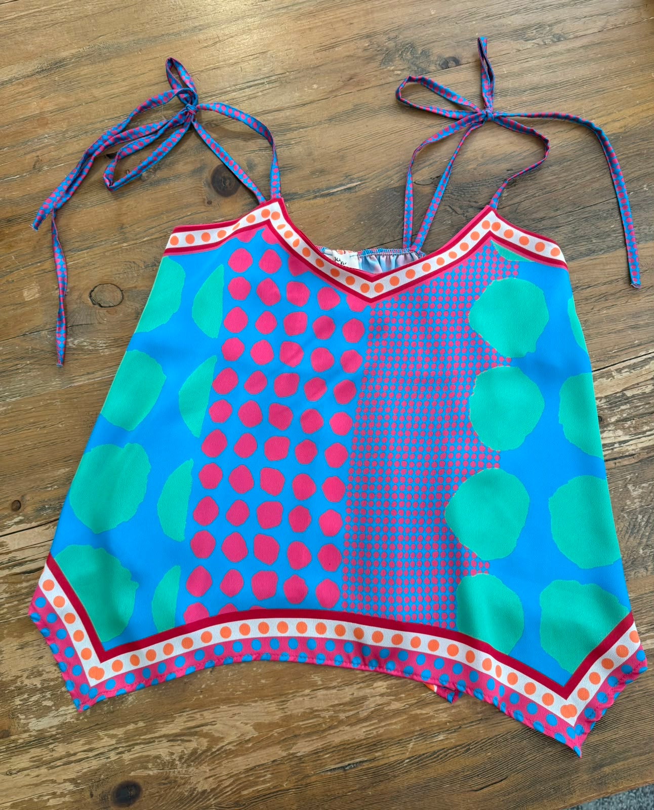 Top tirantes lazada estampado turquesa