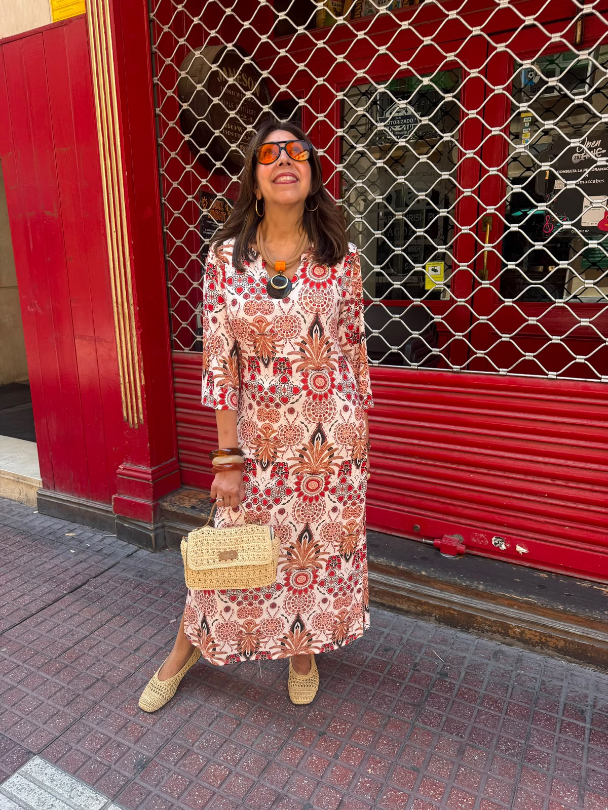 Vestido caftán punto seda tribal