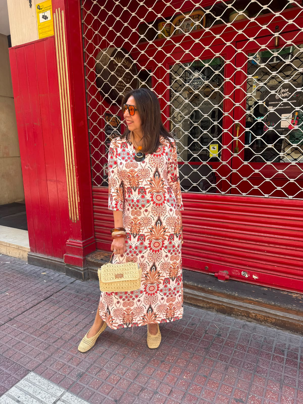 Vestido caftán punto seda tribal