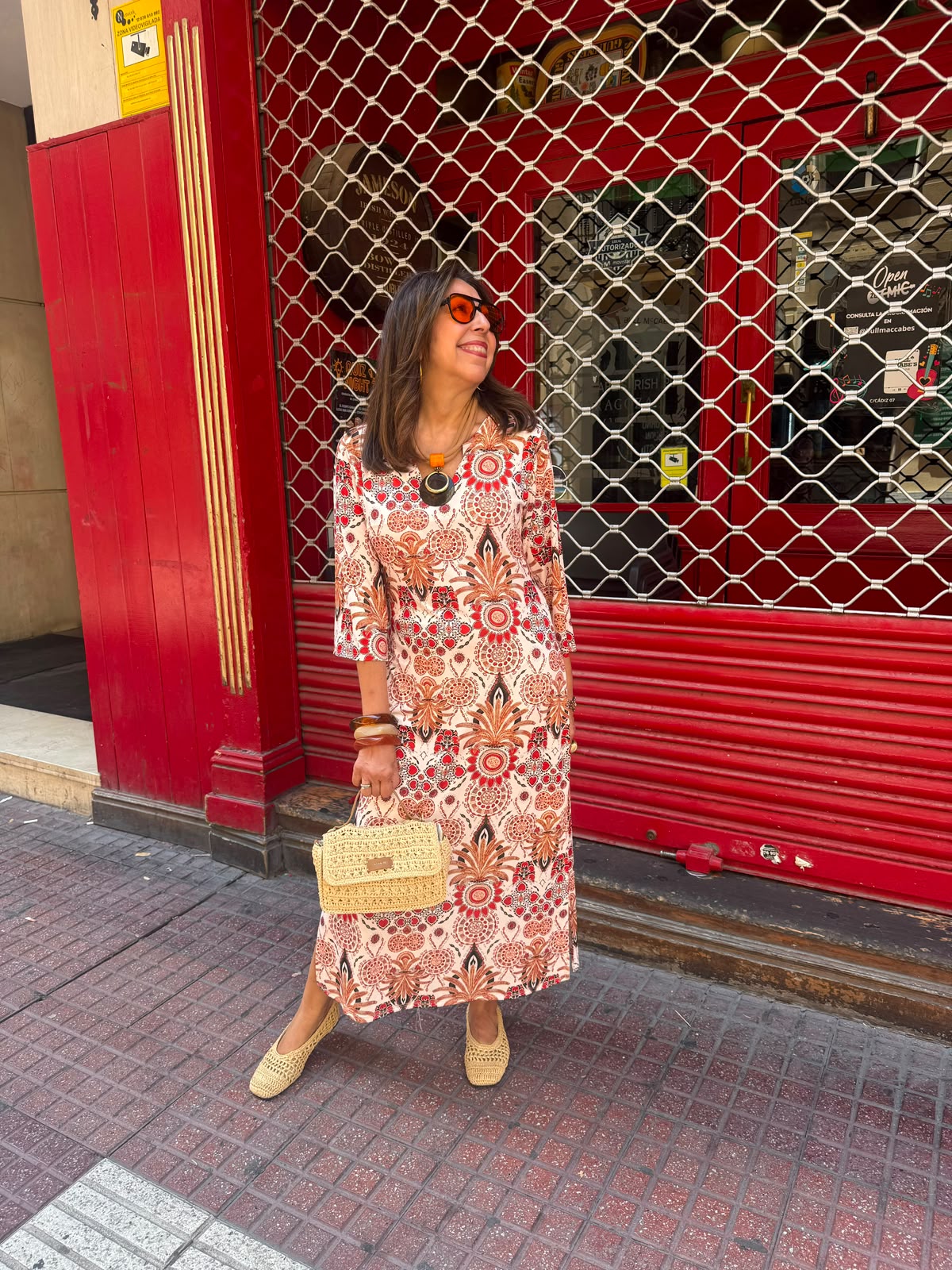 Vestido caftán punto seda tribal