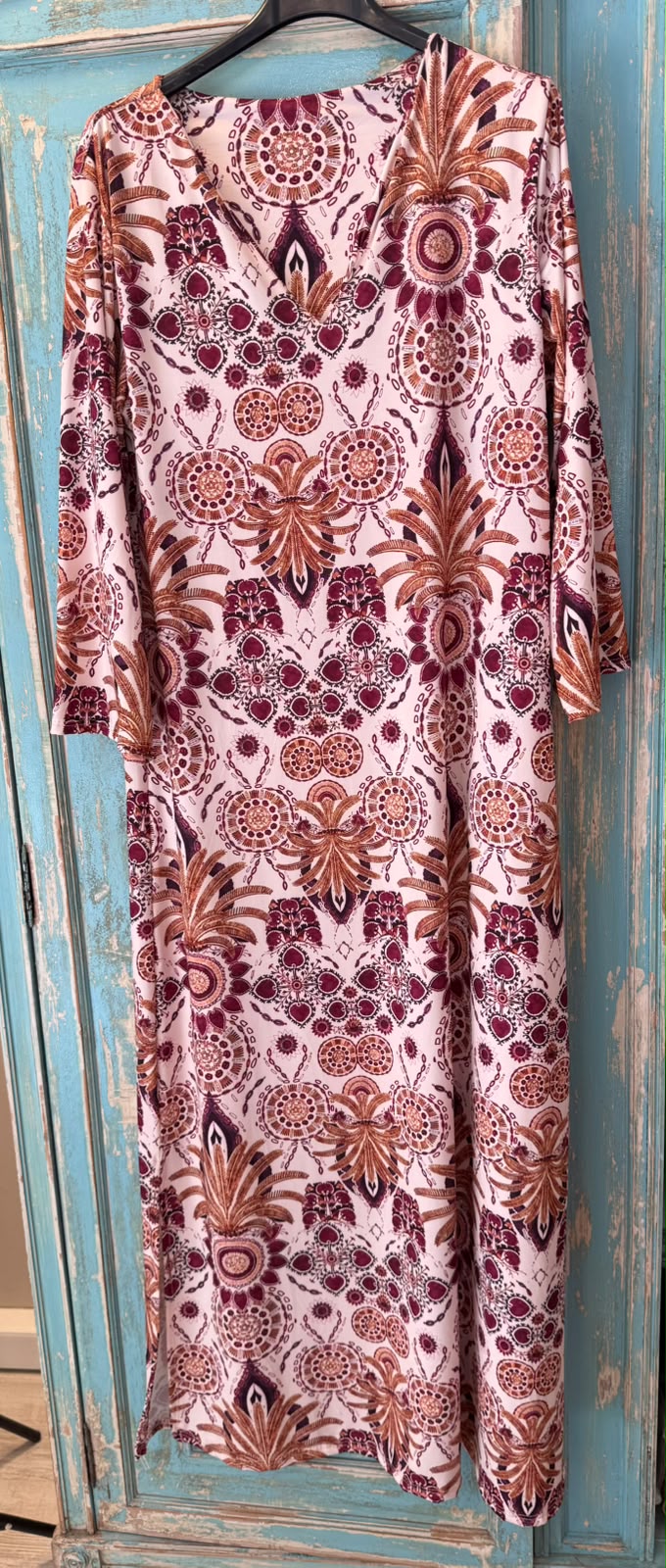 Vestido caftán punto seda tribal