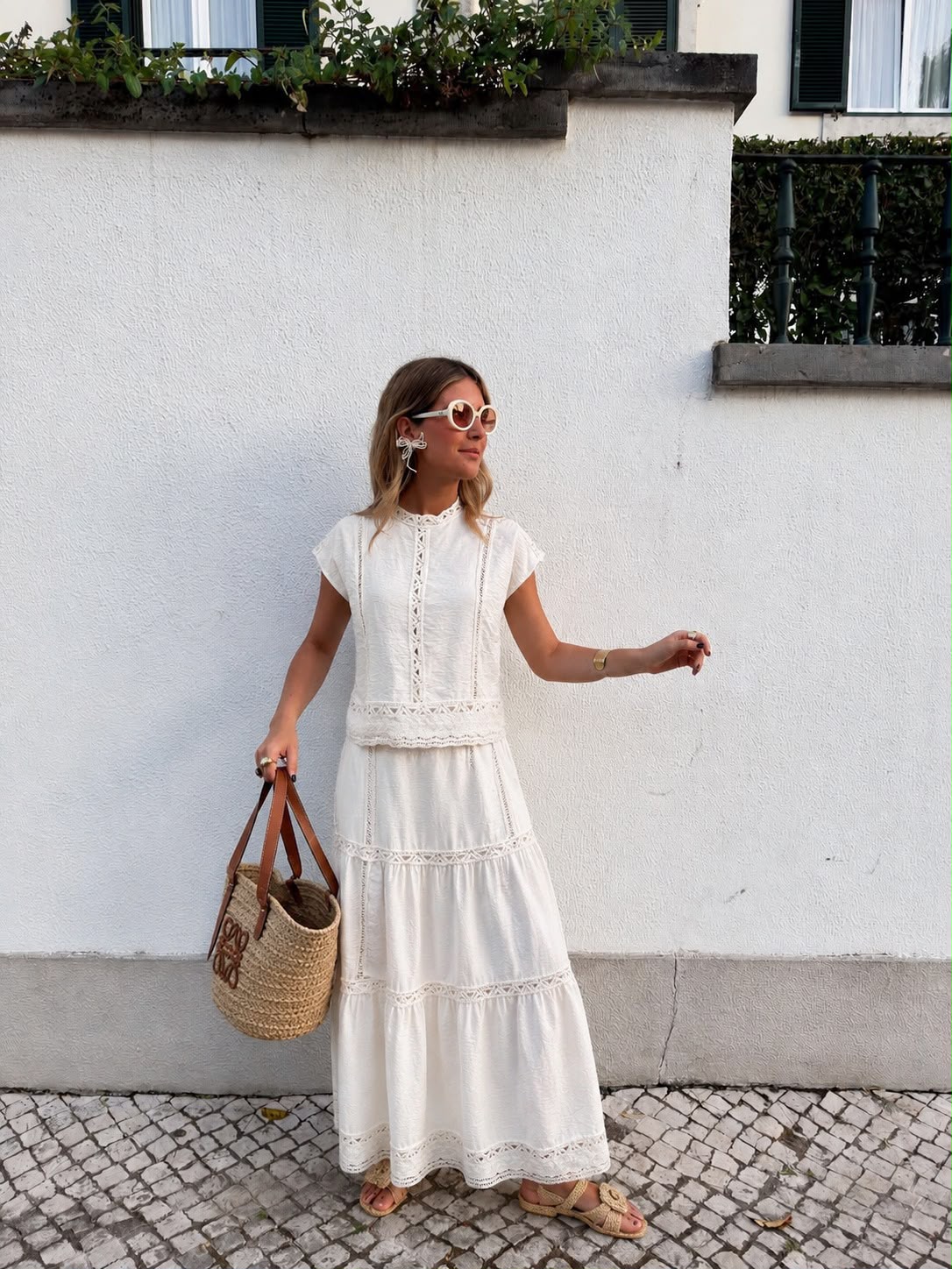 Conjunto Top y Falda Crochet Blanco