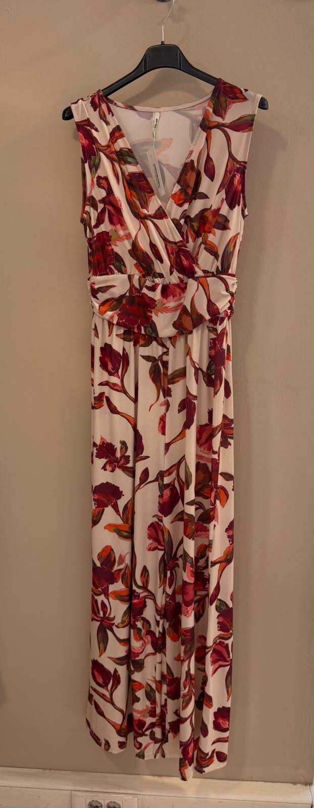Mono drapeado cintura floral seda fría
