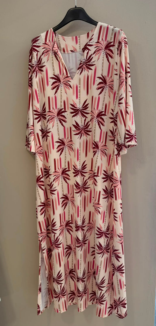 Vestido túnica punto seda palmeras