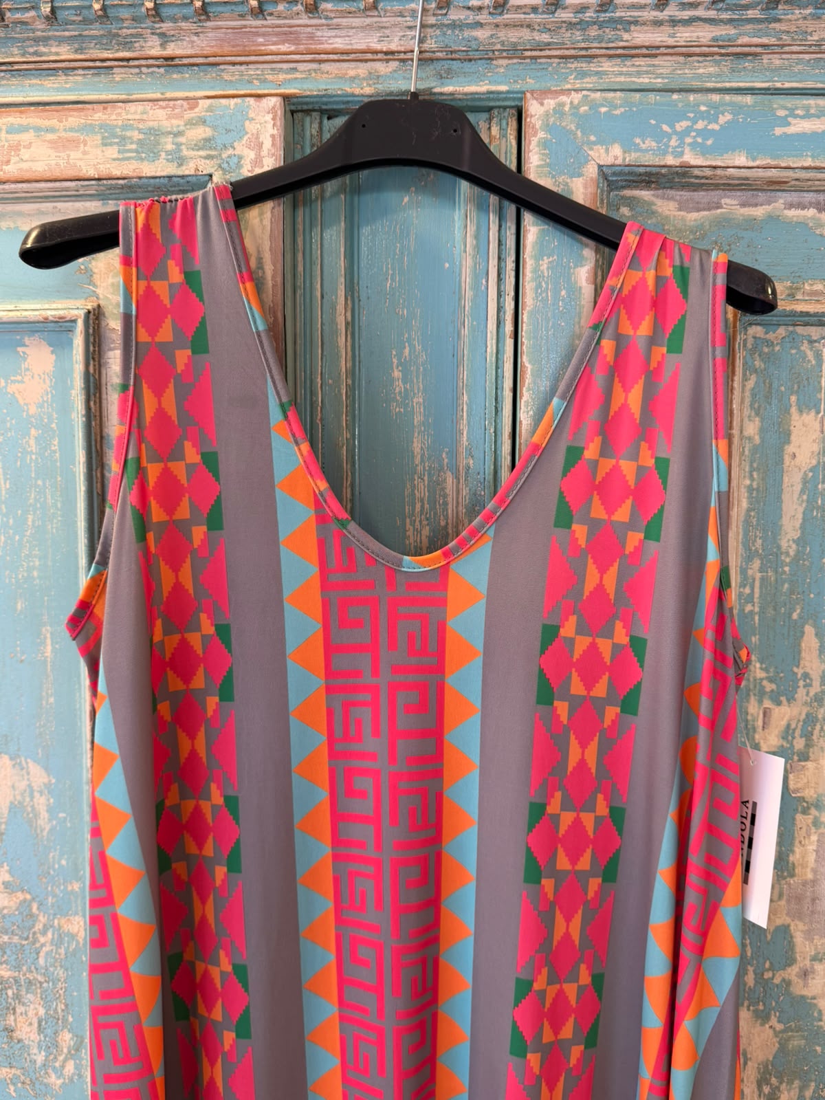 Vestido Largo Estampado Étnico Punto Seda Frío