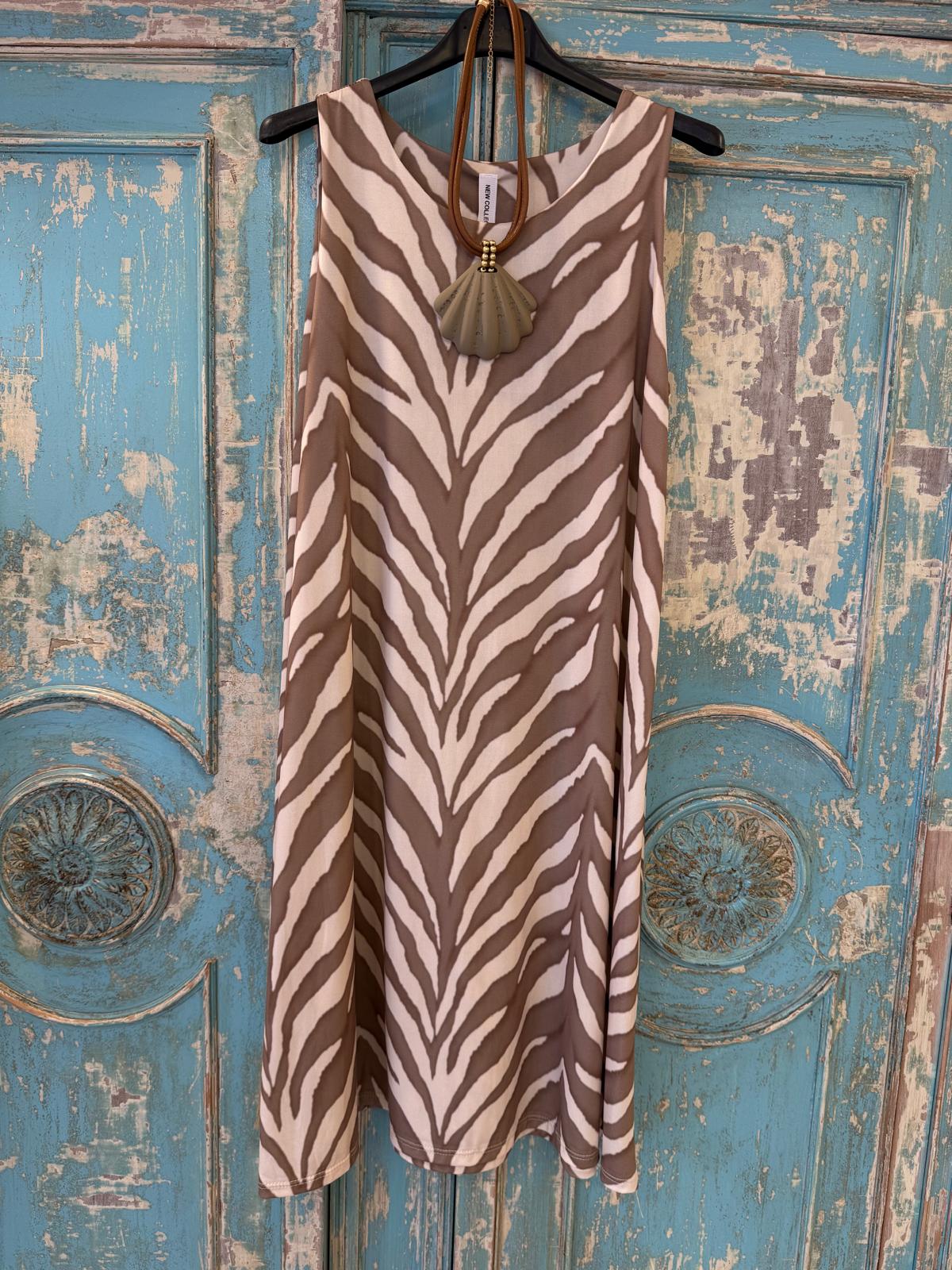 Vestido Corto Seda Fría Print Zebra