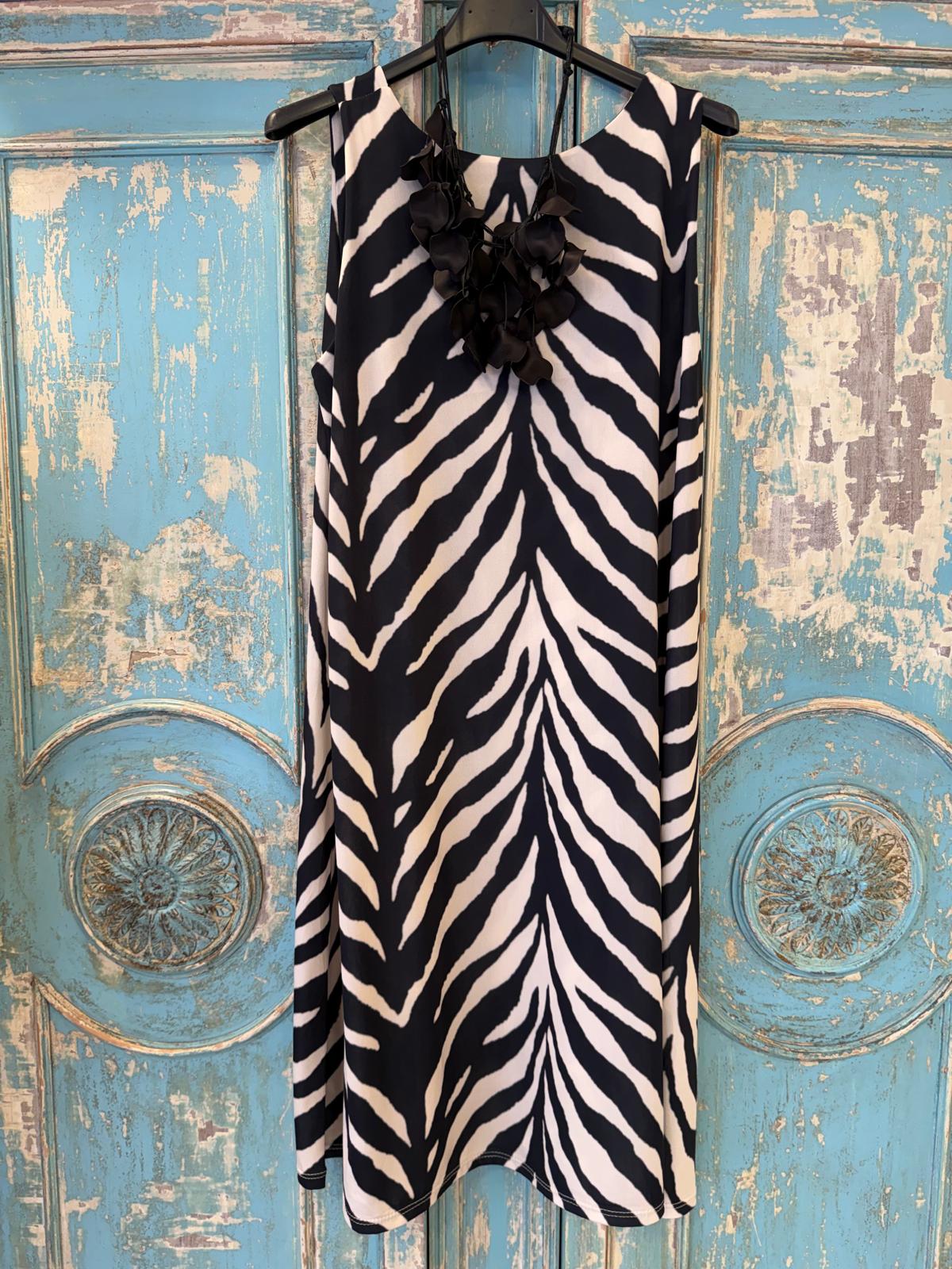 Vestido Corto Seda Fría Print Zebra