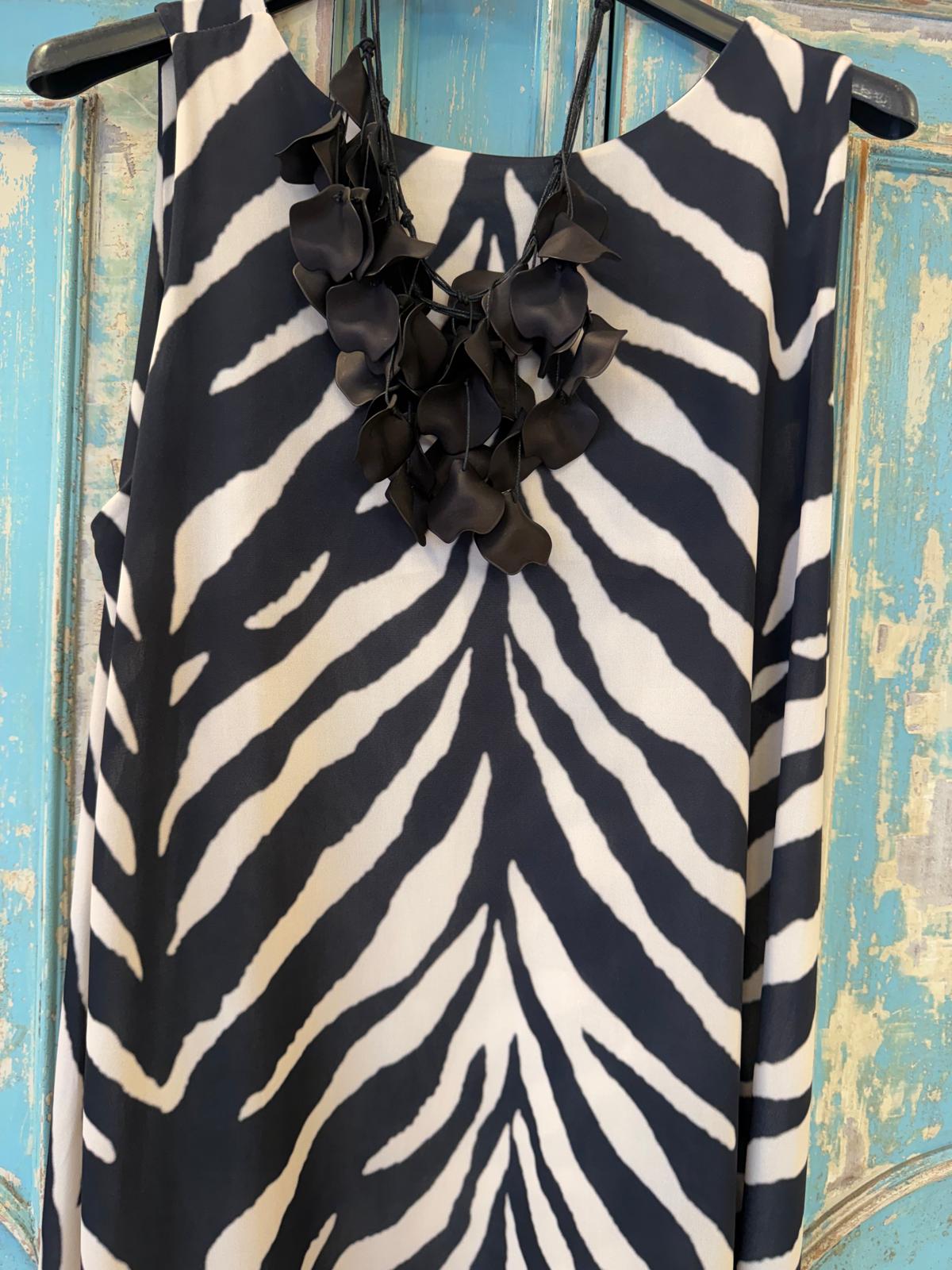 Vestido Corto Seda Fría Print Zebra