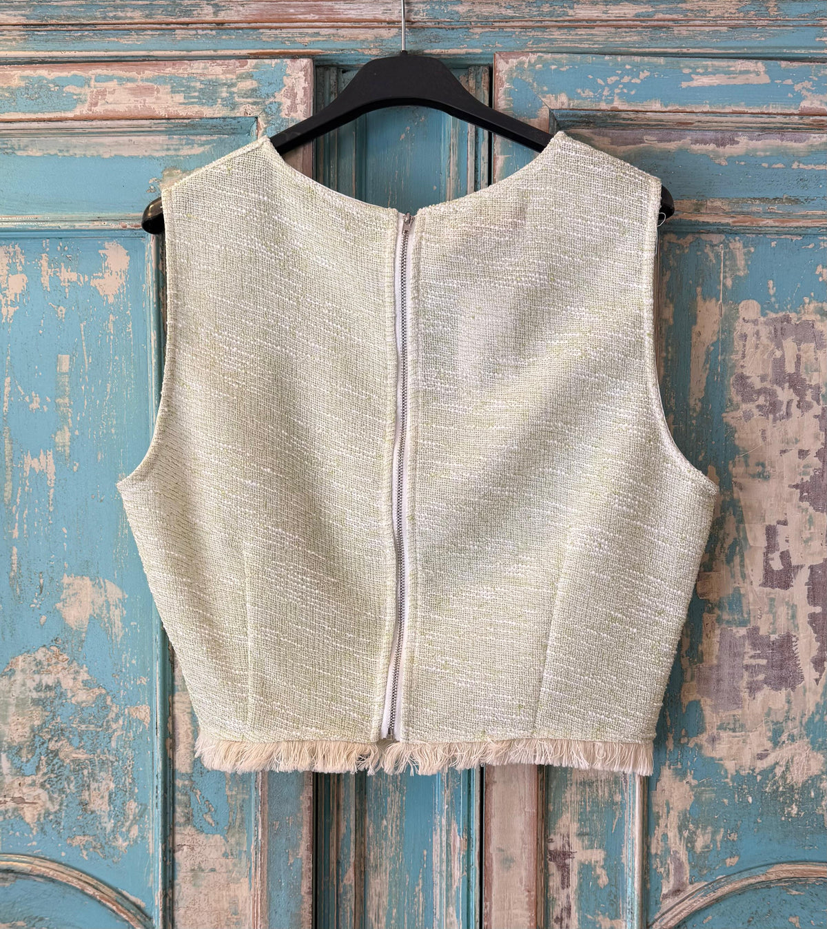 Conjunto verde con flecos
