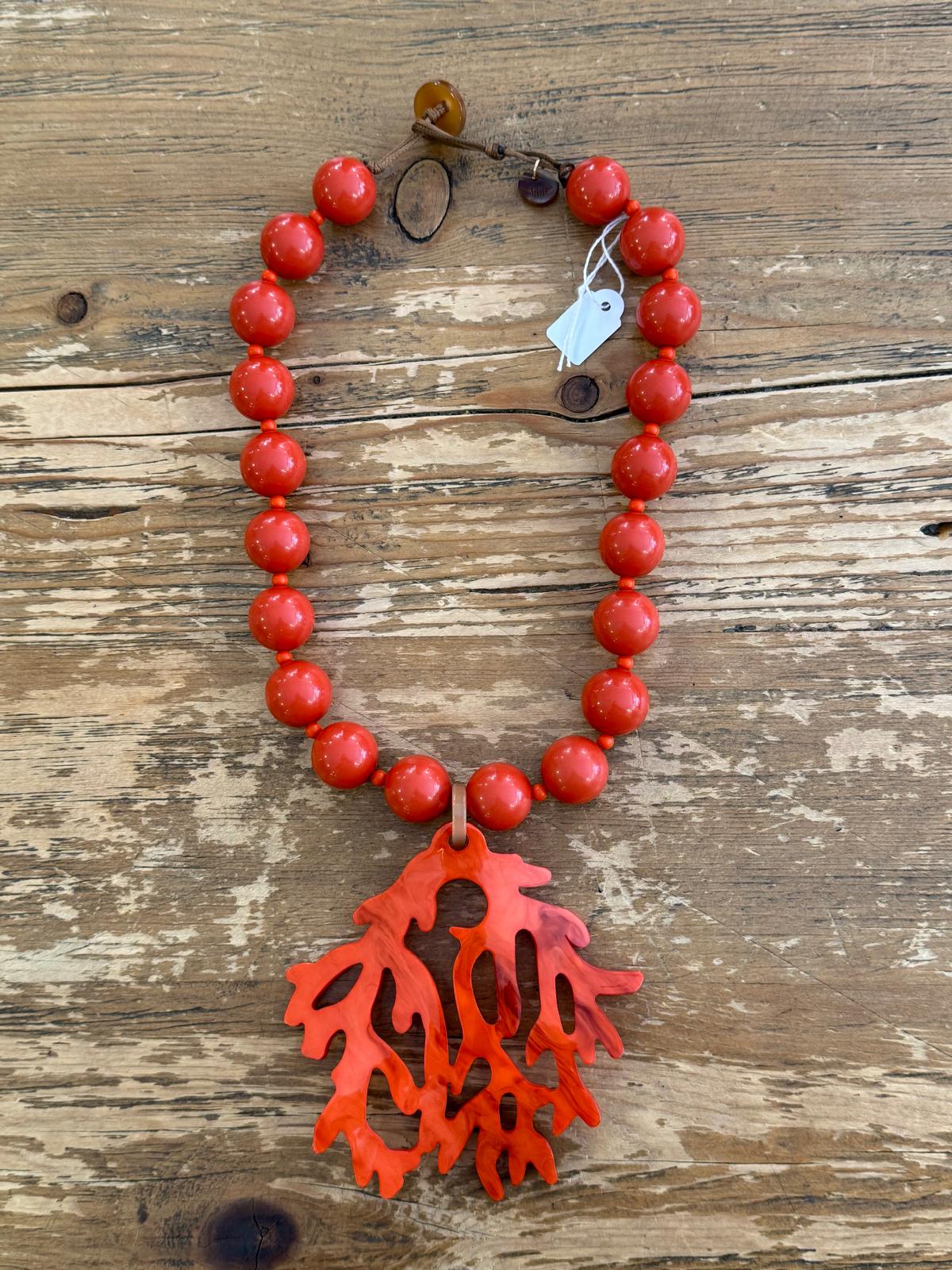 Collar Colgante Coral Resina