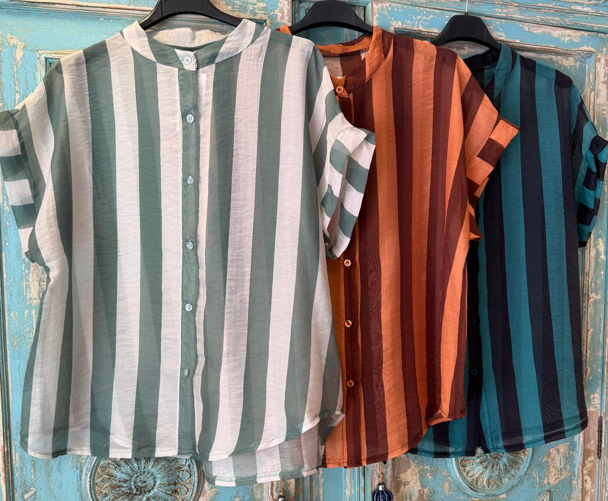 Camisa a Rayas Manga Corta