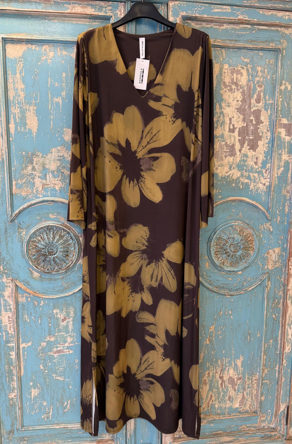 Vestido Seda Fría Manga Campana