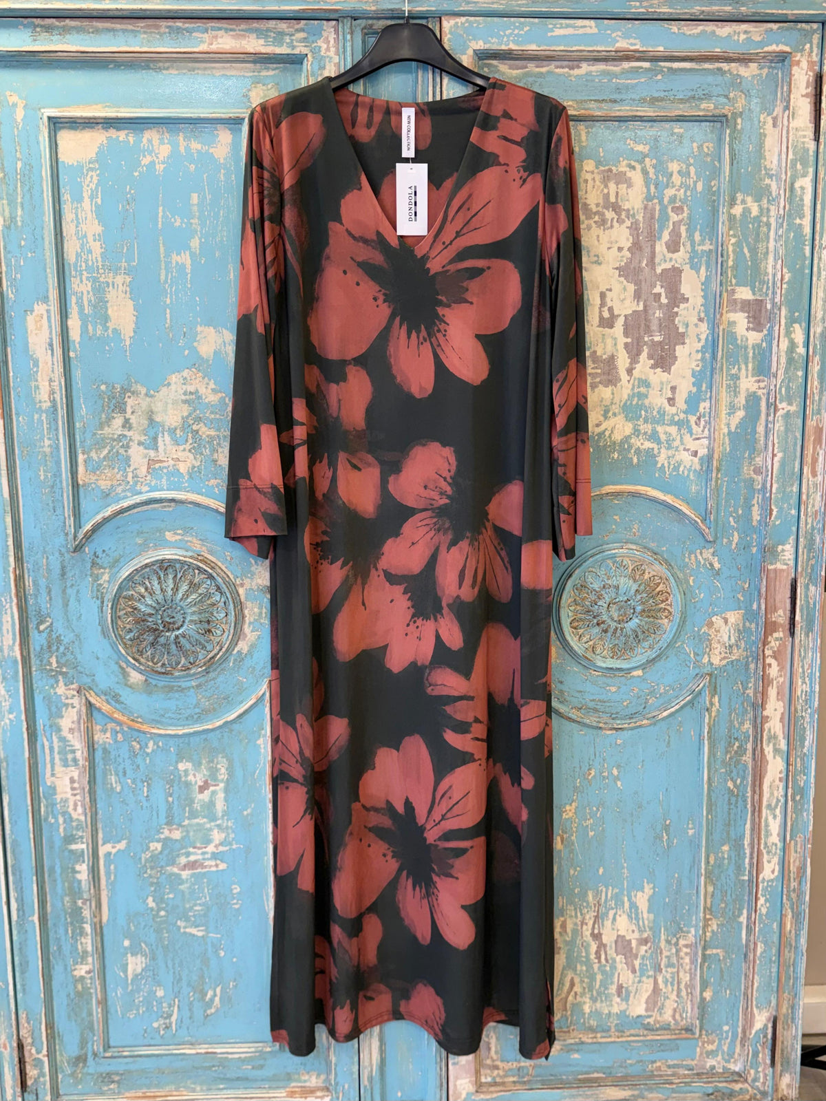 Vestido Seda Fría Manga Campana