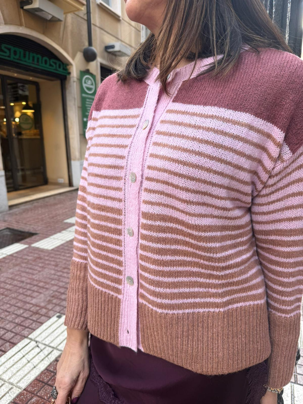 Chaqueta Punto Rayas Multicolor - Cardigan Mujer