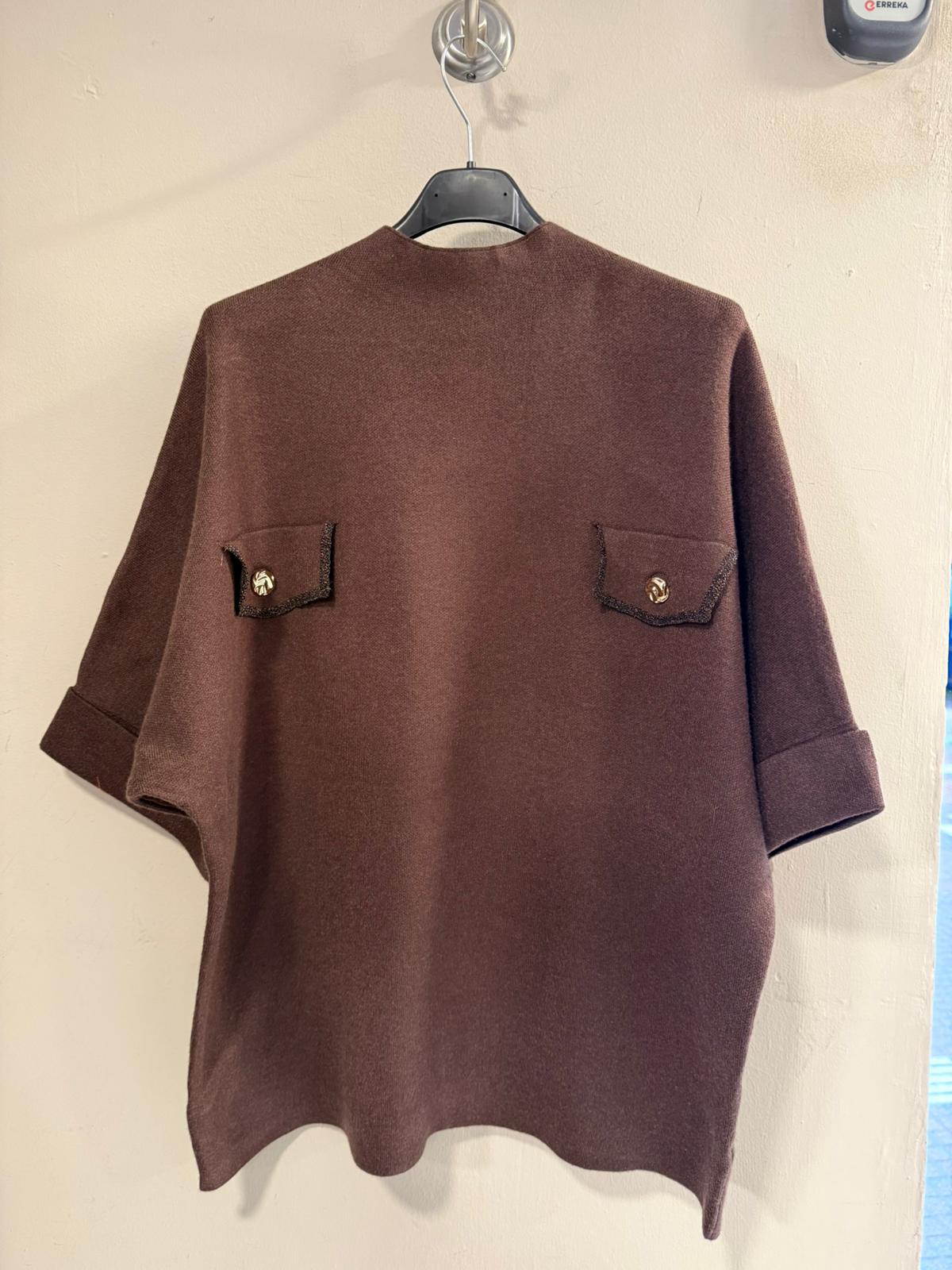 Jersey Oversize con Bolsillos y Botones Joya