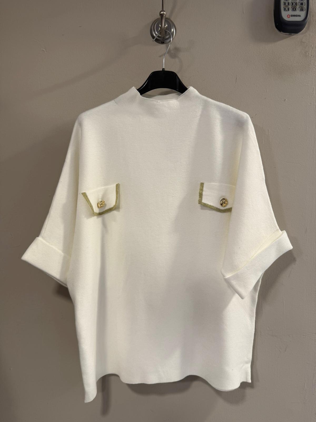 Jersey Oversize con Bolsillos y Botones Joya - Talla Única | Dondola