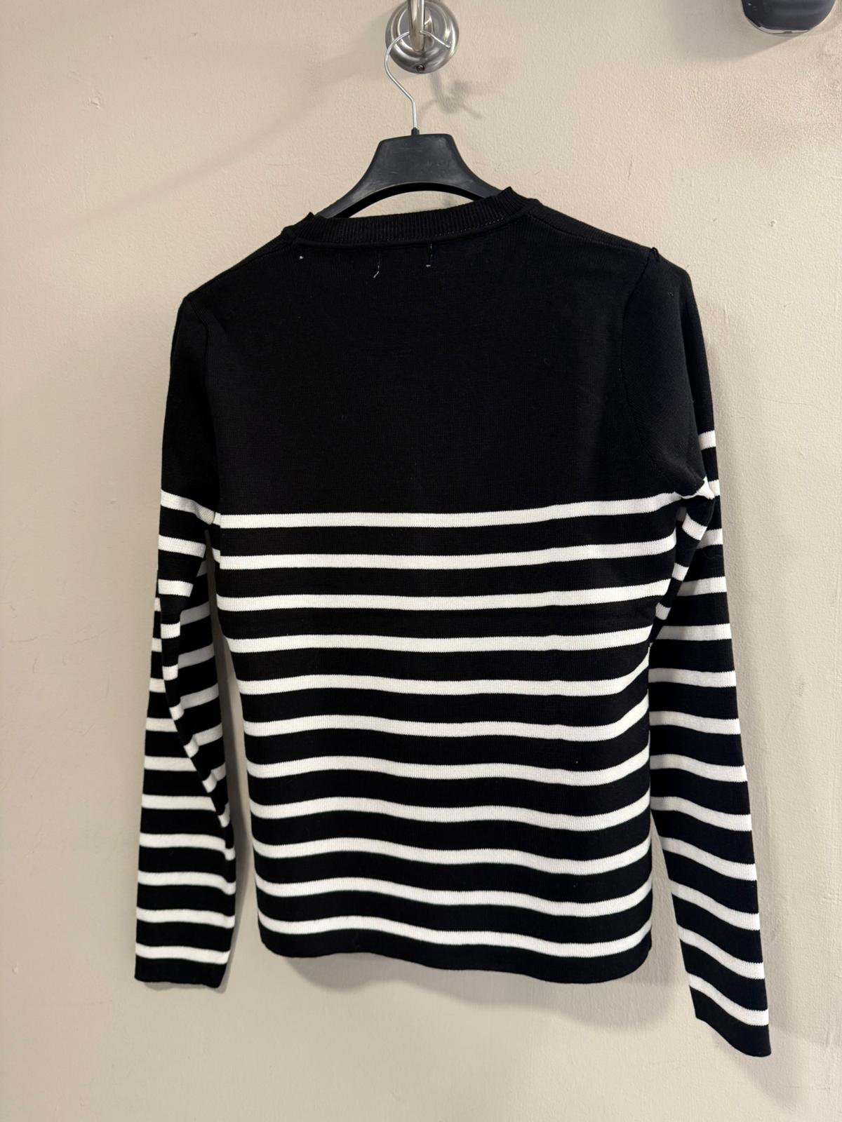 Jersey Rayas Marineras con Botones Dorados - Blanco y Negro | Dondola