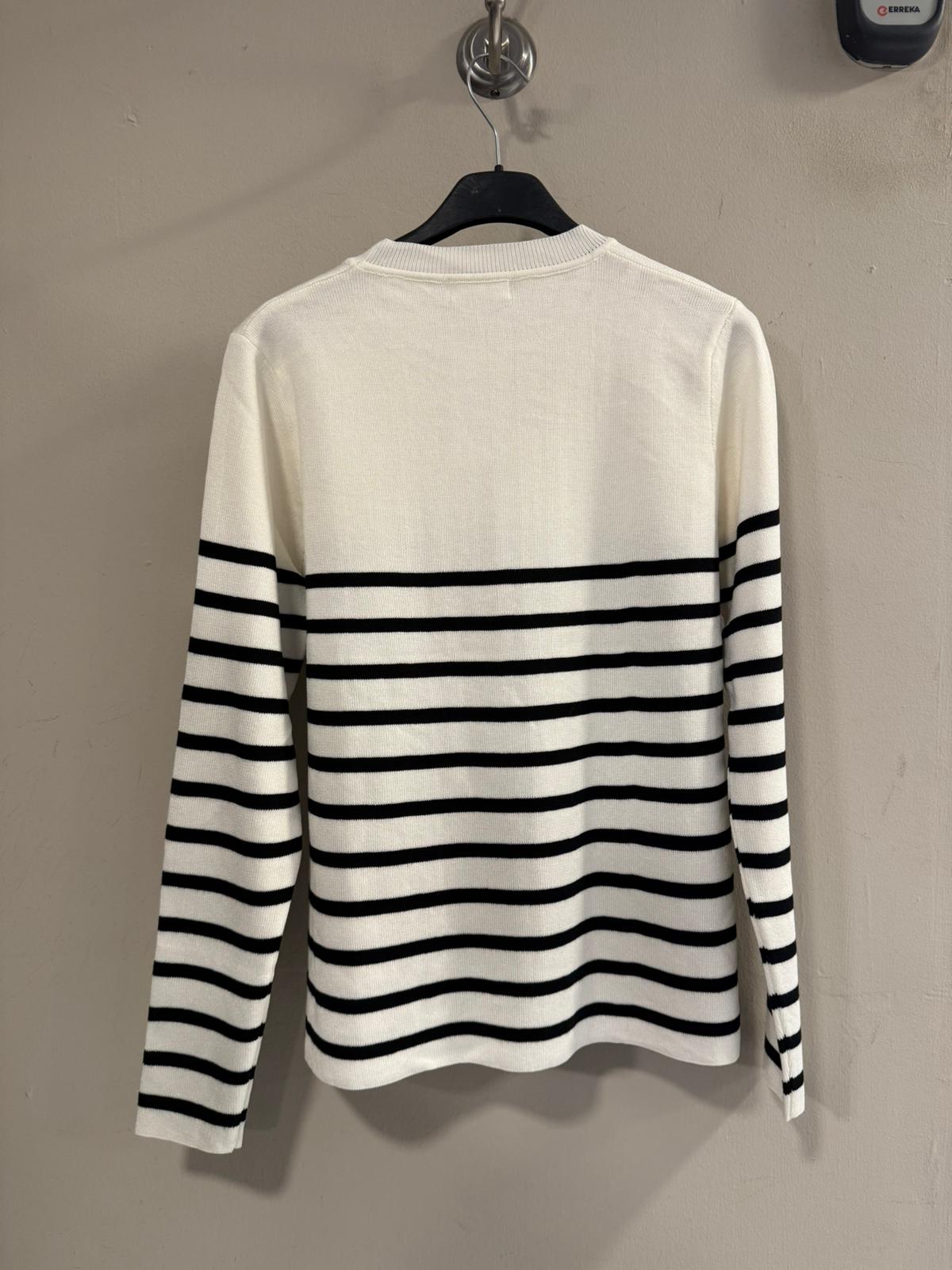 Jersey Rayas Marineras con Botones Dorados - Blanco y Negro | Dondola