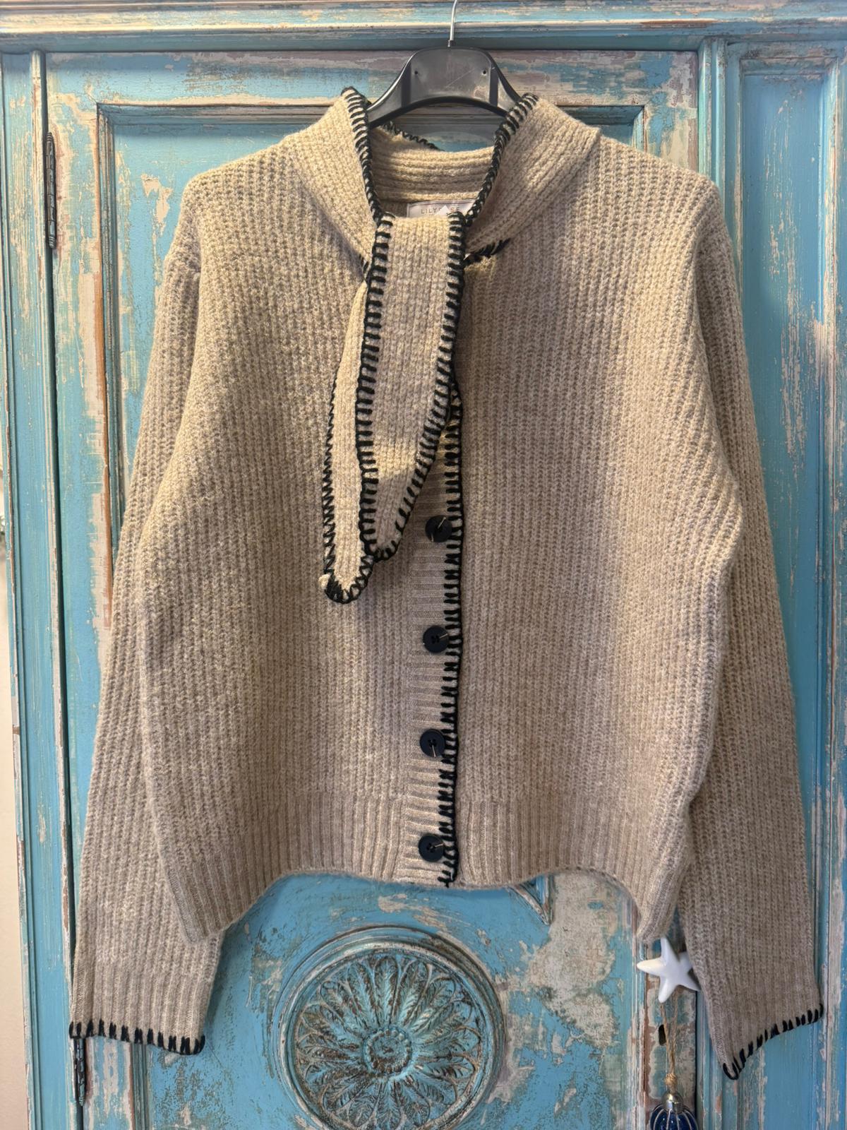 Chaqueta con Lazada y Pespuntes Contrastados - Talla Única | Dondola