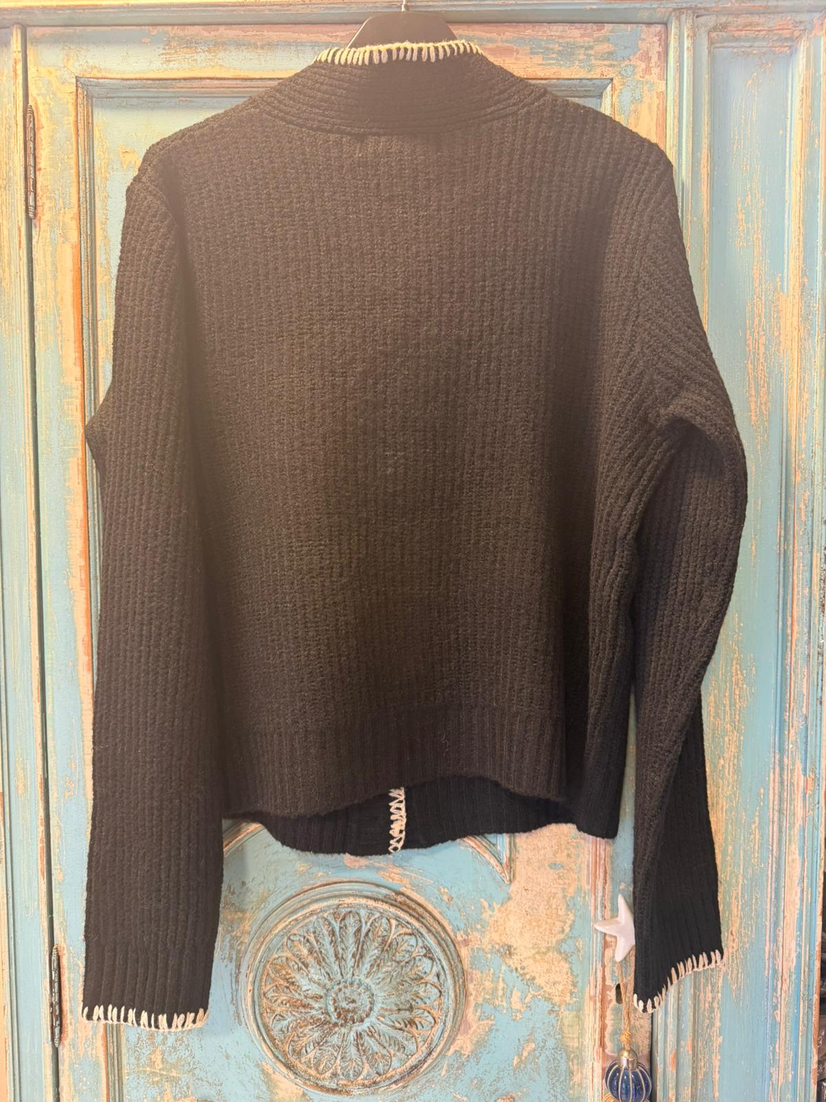 Chaqueta con Lazada y Pespuntes Contrastados - Talla Única | Dondola