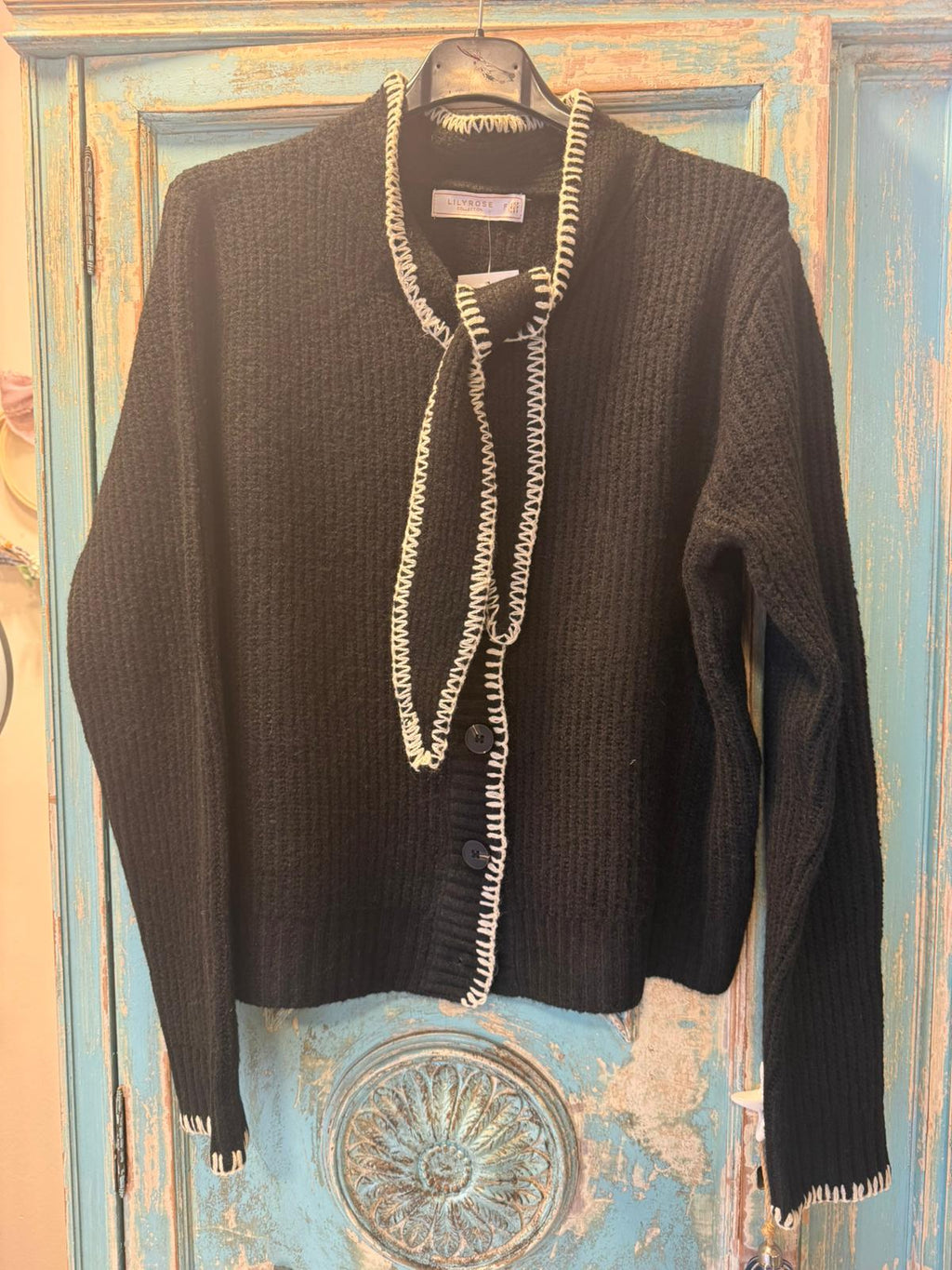 Chaqueta con Lazada y Pespuntes Contrastados - Talla Única | Dondola