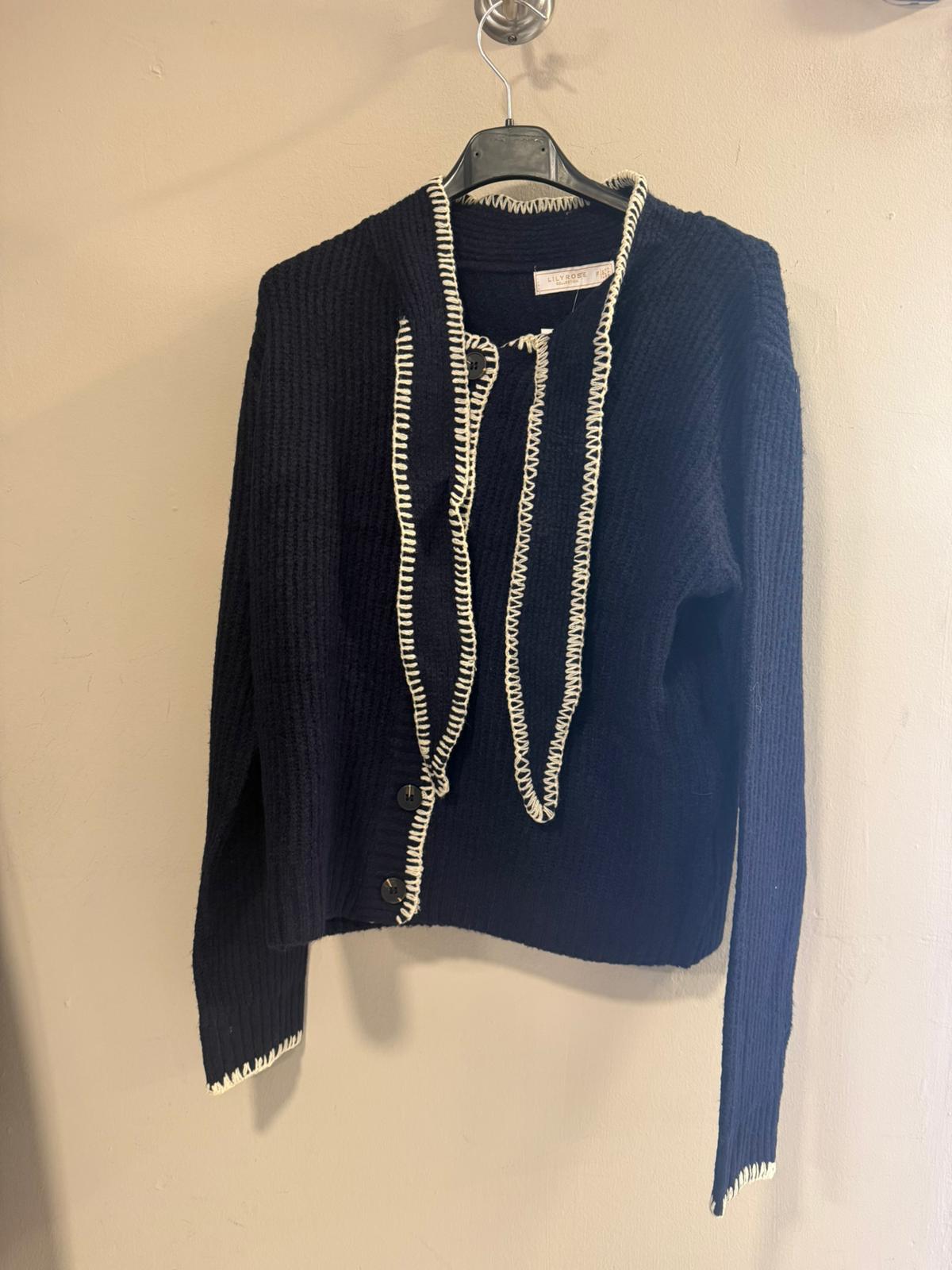 Chaqueta con Lazada y Pespuntes Contrastados - Talla Única | Dondola