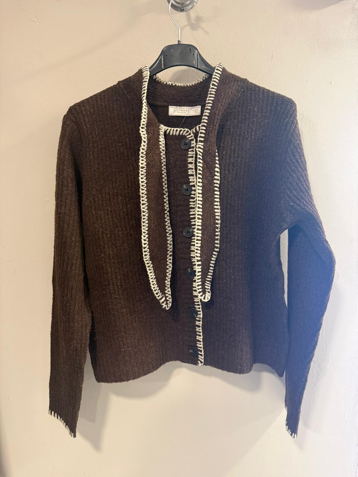 Chaqueta con Lazada y Pespuntes Contrastados - Talla Única | Dondola