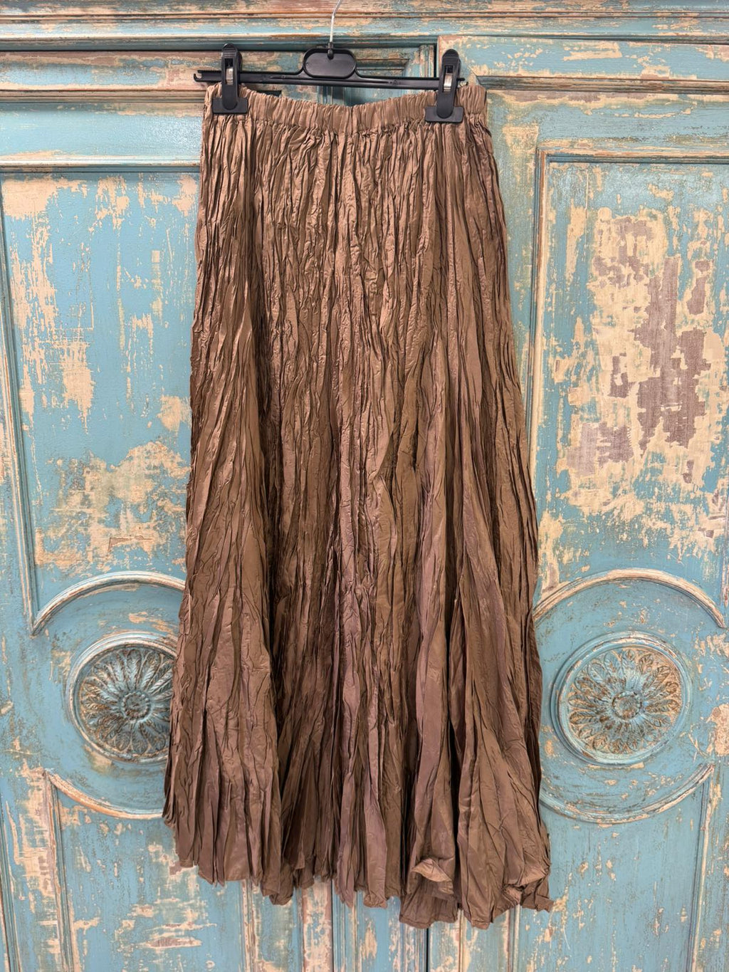 Falda Plisada Negra Efecto Arrugado - 70% Viscosa 27% Nylon - Talla Única (36 - 50)