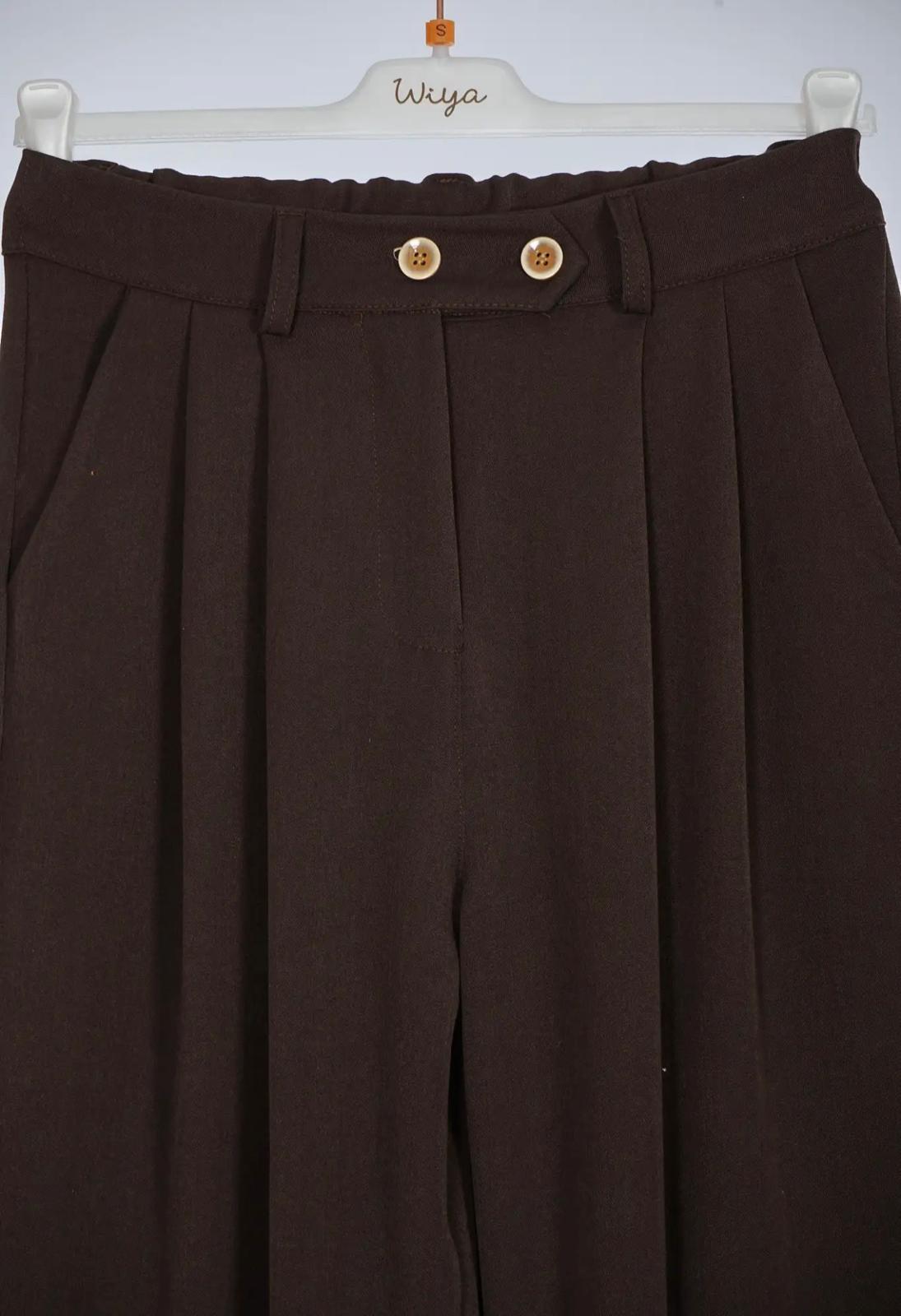 Pantalón Ancho Pinzas Botones Delanteros
