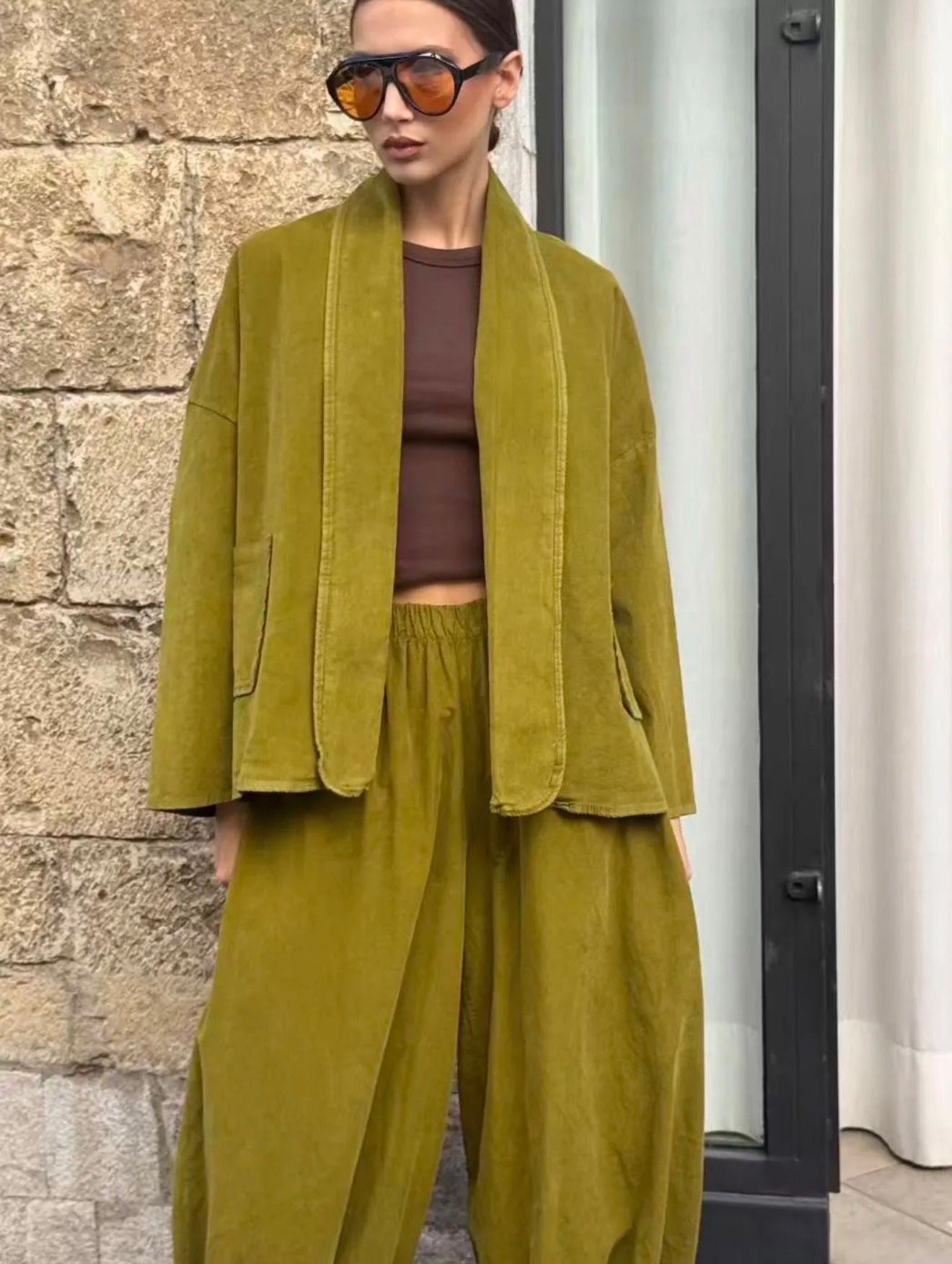 Chaqueta Kimono Oversize con Bolsillos