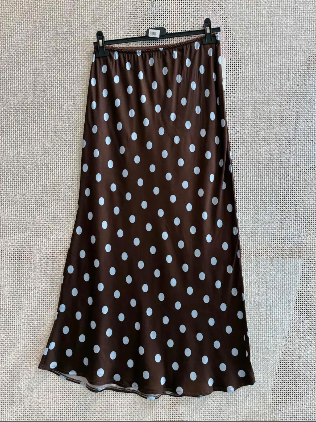 Falda Midi Lunares con Cintura Elástica