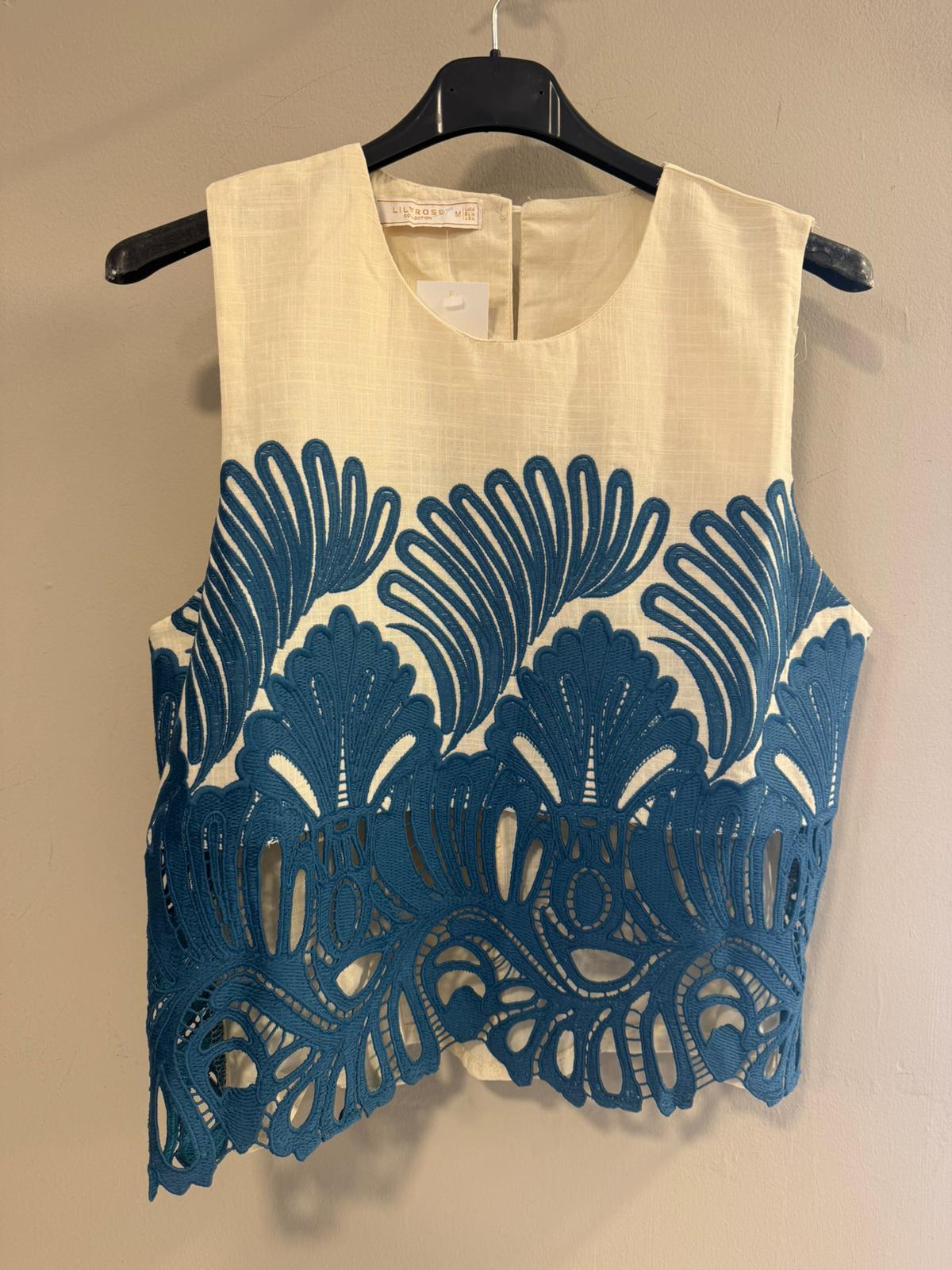 Conjunto Calpe - Top y Falda con Bordado Azul