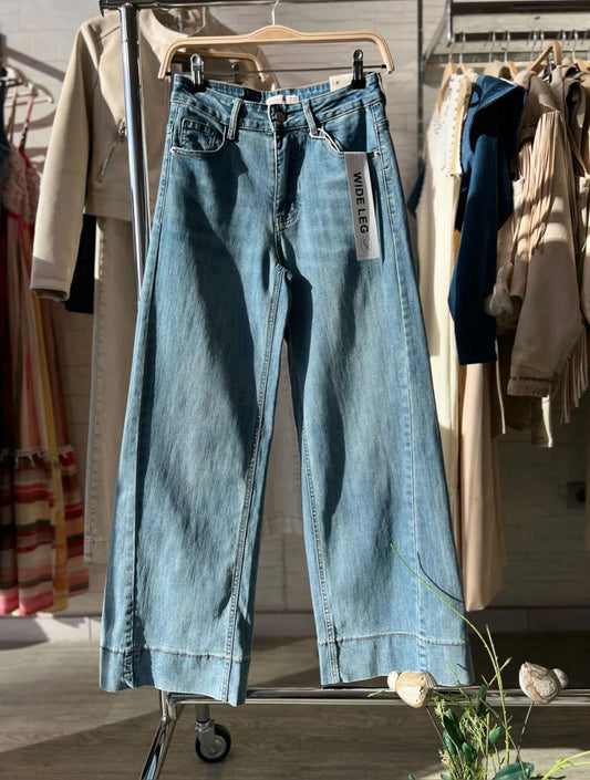 Pantalón Vaquero Wide Leg Azul Claro