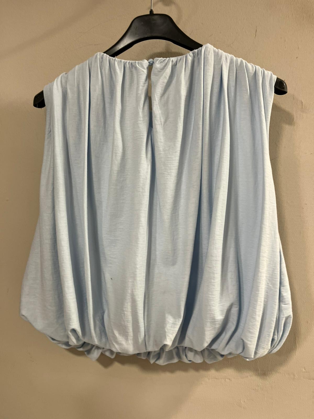 Blusa Blanca Fruncida con Elástico en Cintura