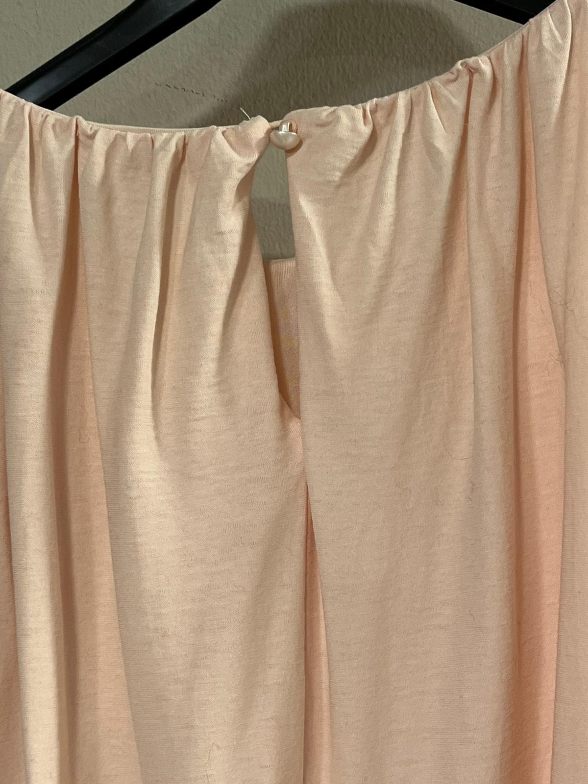 Blusa Blanca Fruncida con Elástico en Cintura