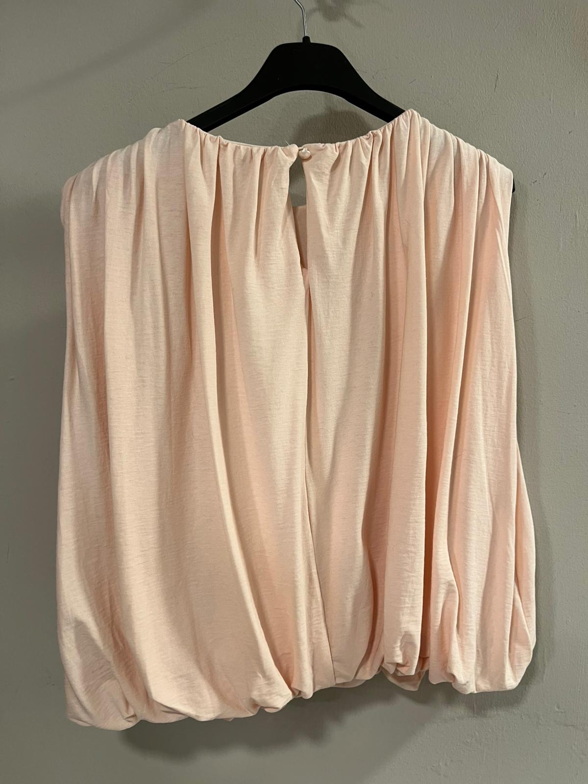 Blusa Blanca Fruncida con Elástico en Cintura