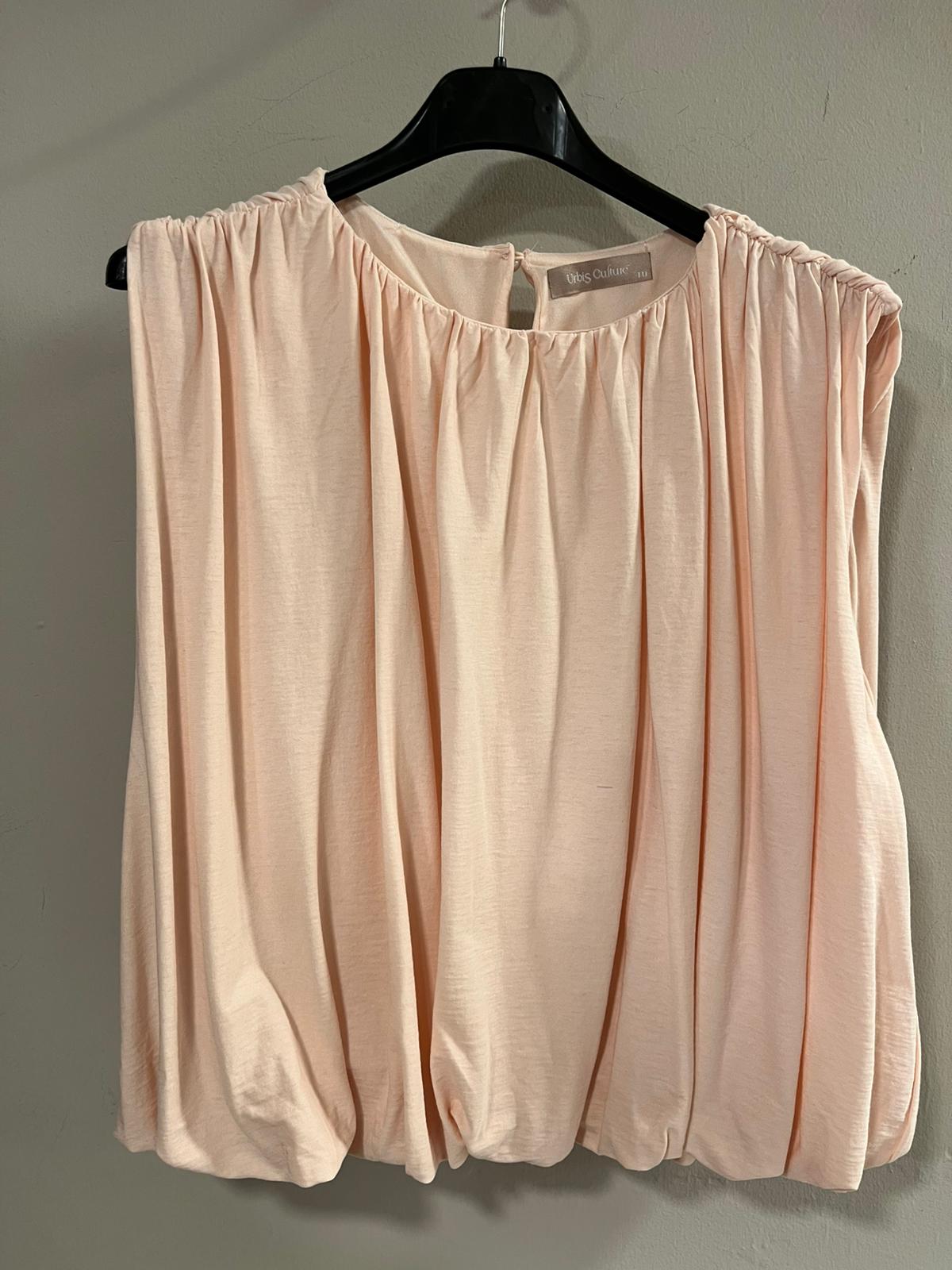 Blusa Blanca Fruncida con Elástico en Cintura