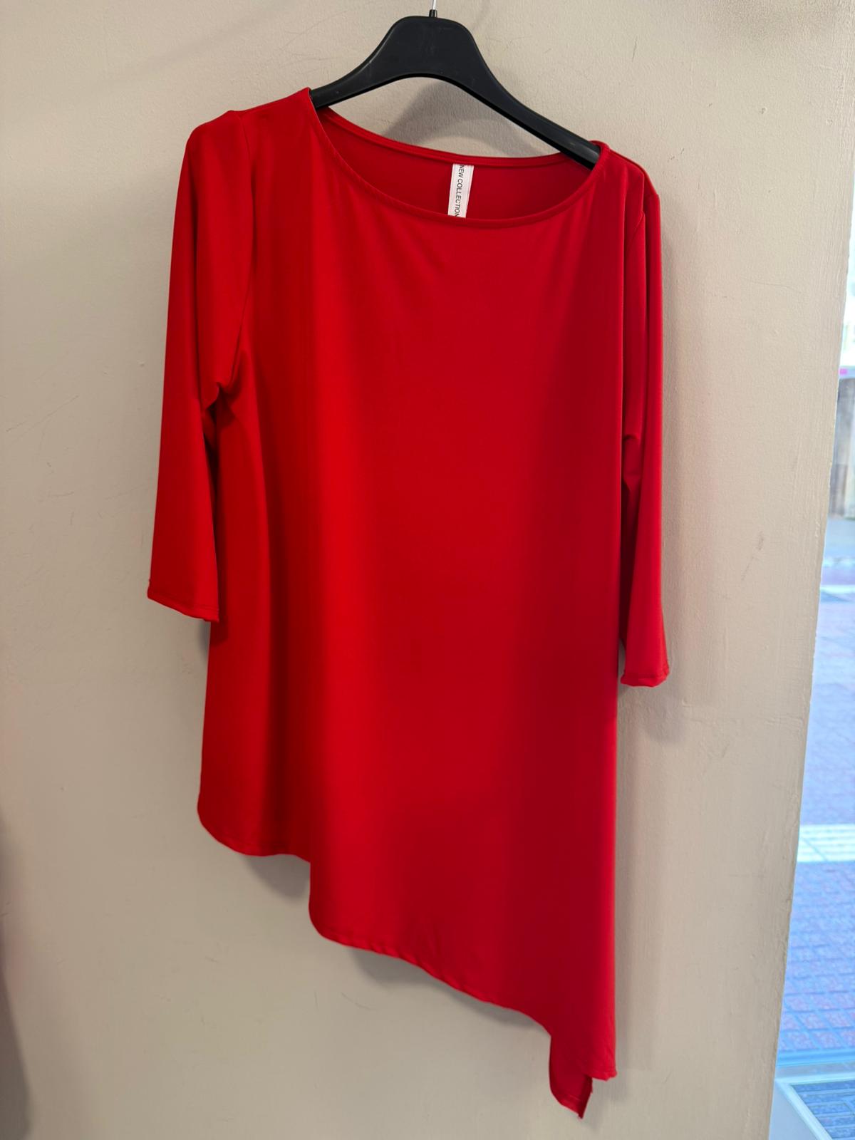 Blusa Asimétrica de Manga 3/4 en Azul Marino (Conjunto)