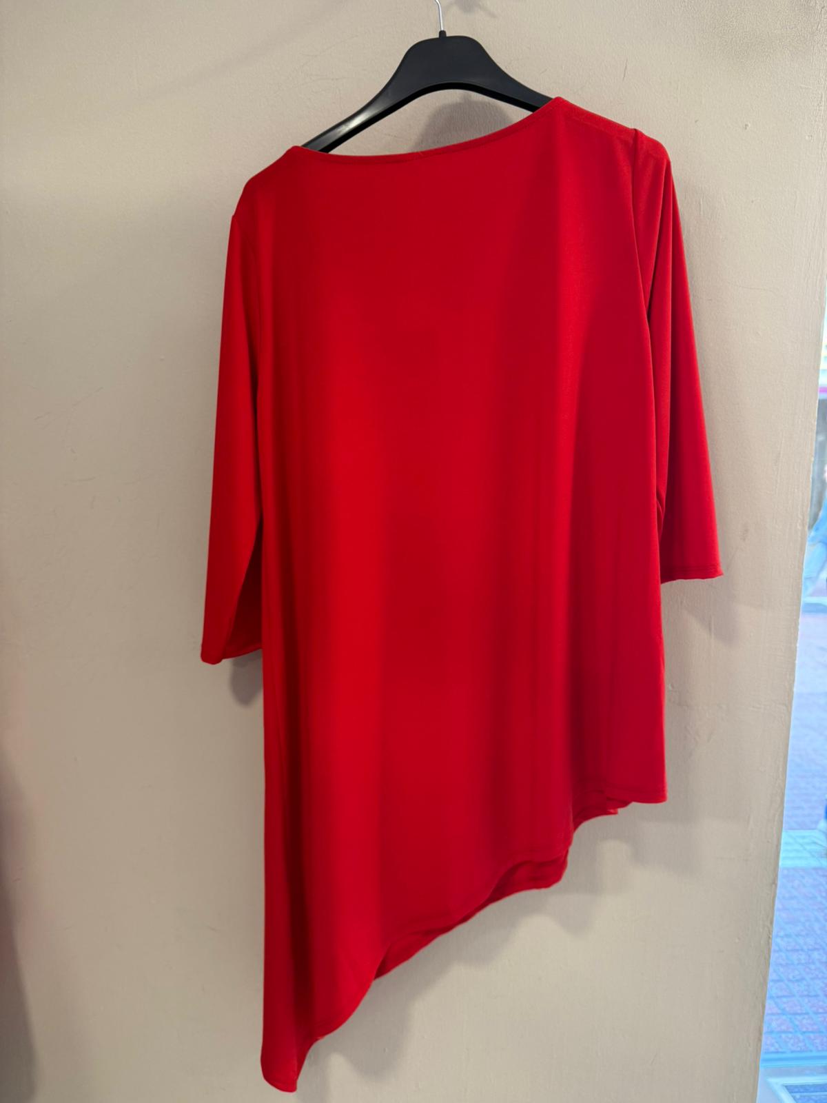 Blusa Asimétrica de Manga 3/4 en Azul Marino (Conjunto)