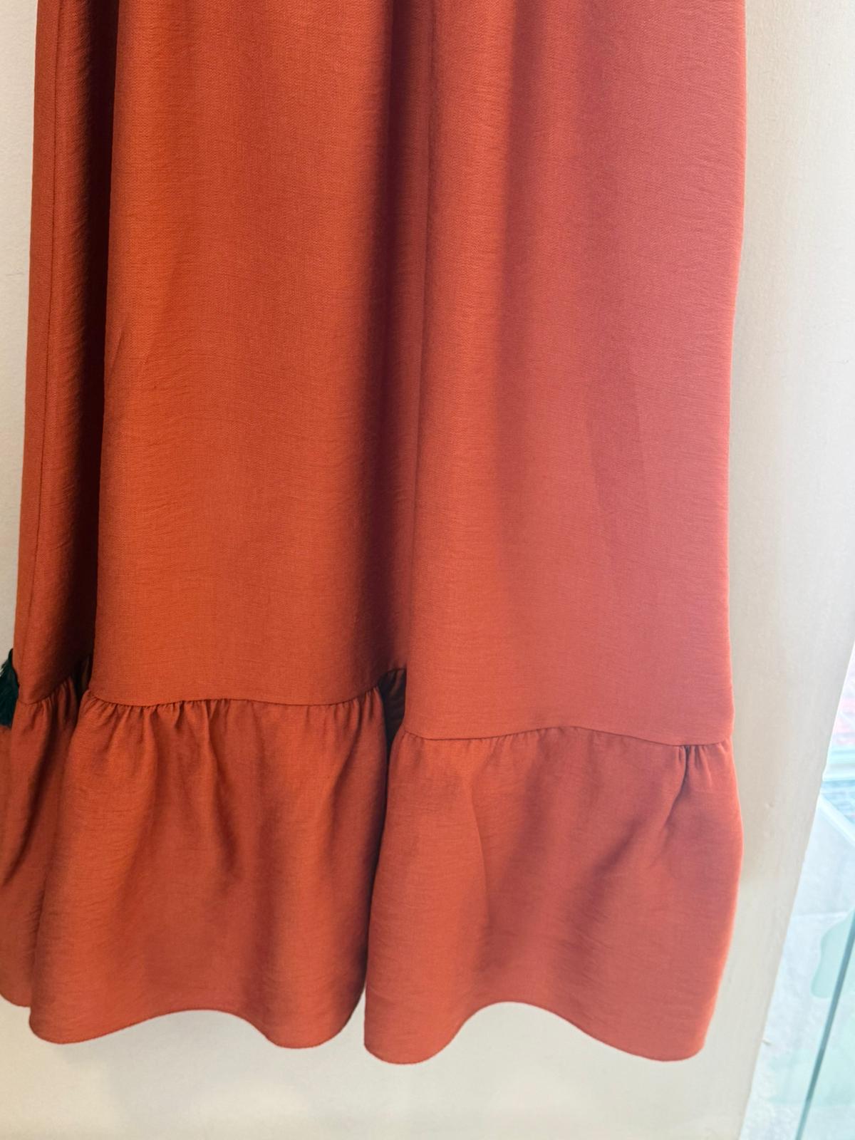 Vestido Largo Flecos Bicolor
