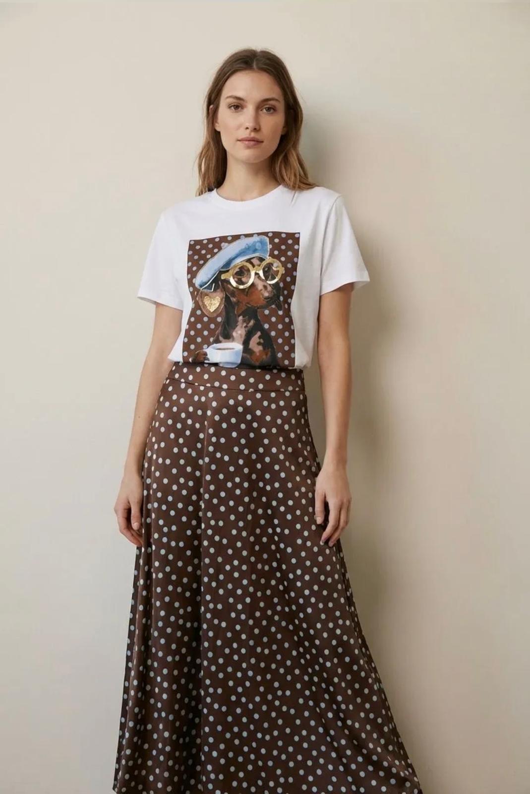 Falda Midi de Lunares en Punto Seda