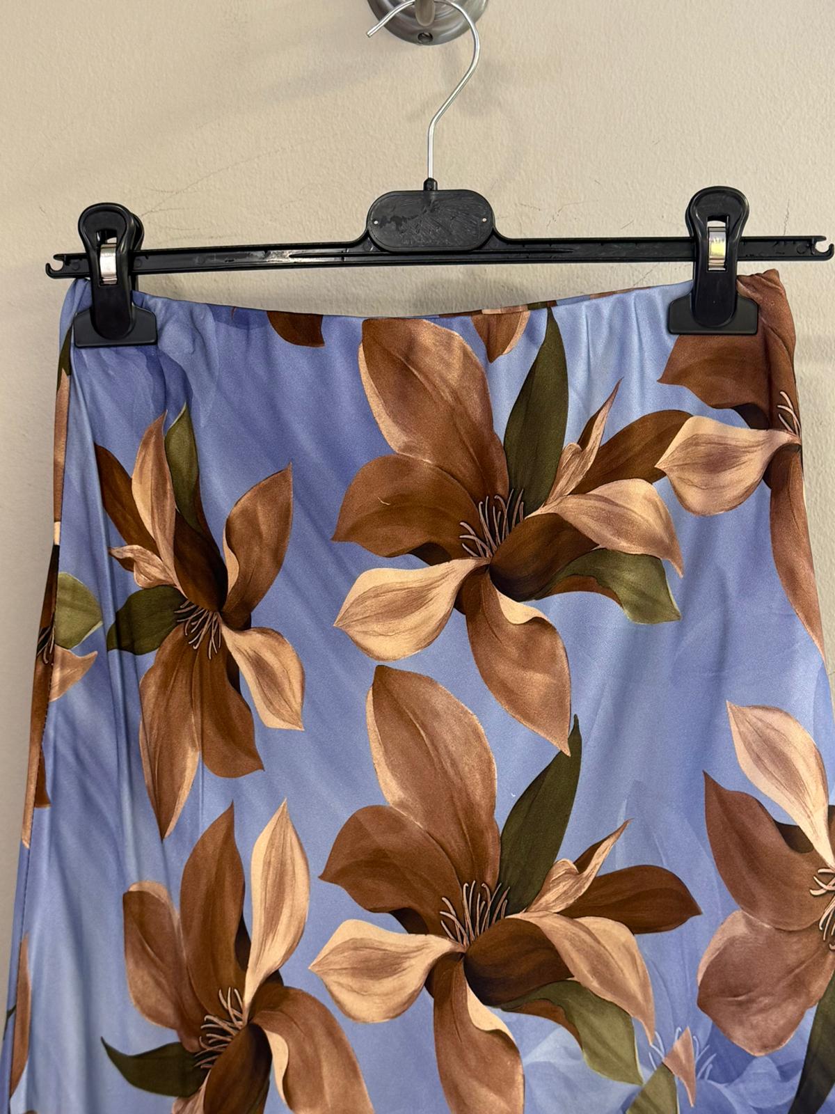 Falda Midi Floral Azul Clemátide