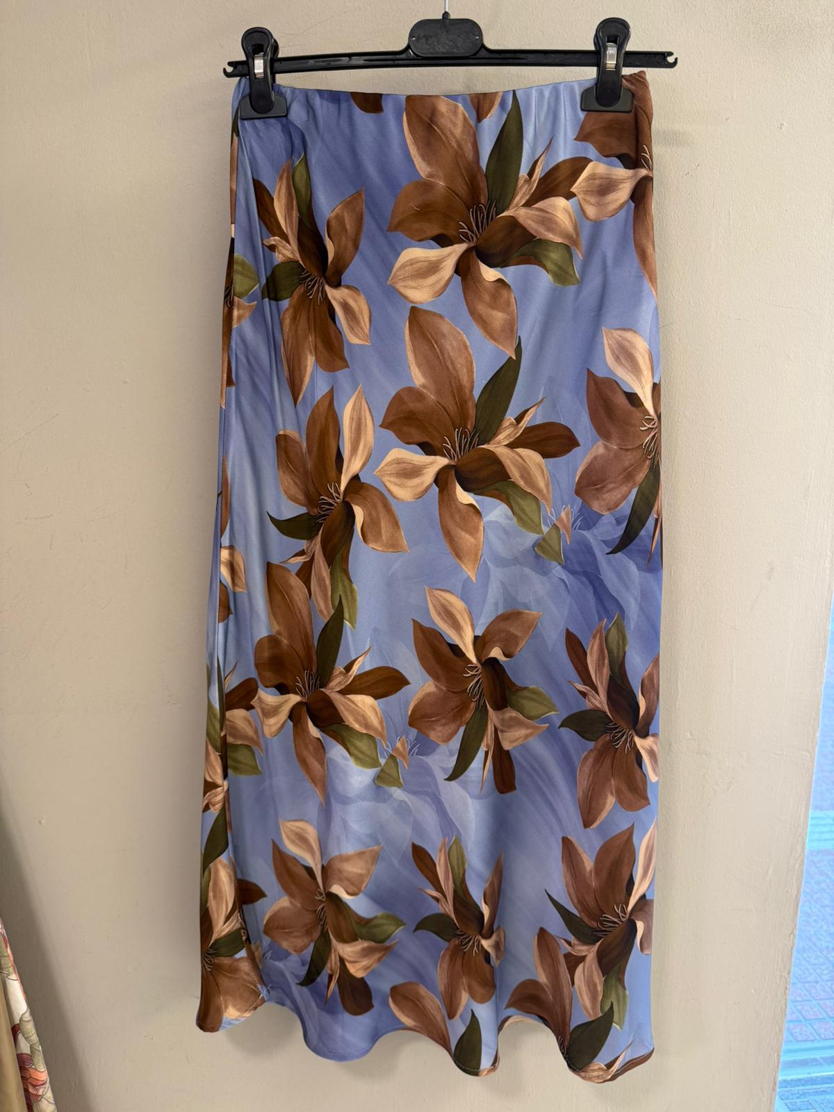 Falda Midi Floral Azul Clemátide