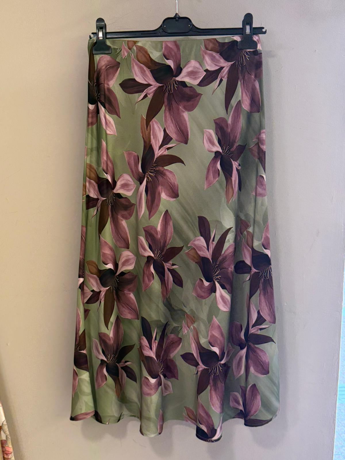 Falda Midi Floral Azul Clemátide