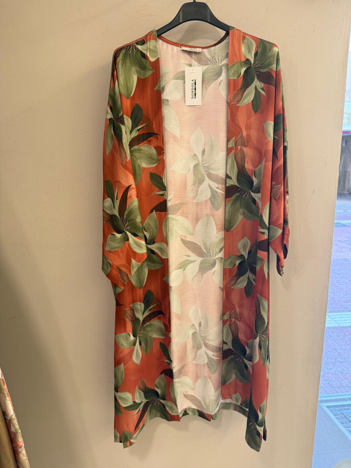 Kimono Largo Floral Clemátide