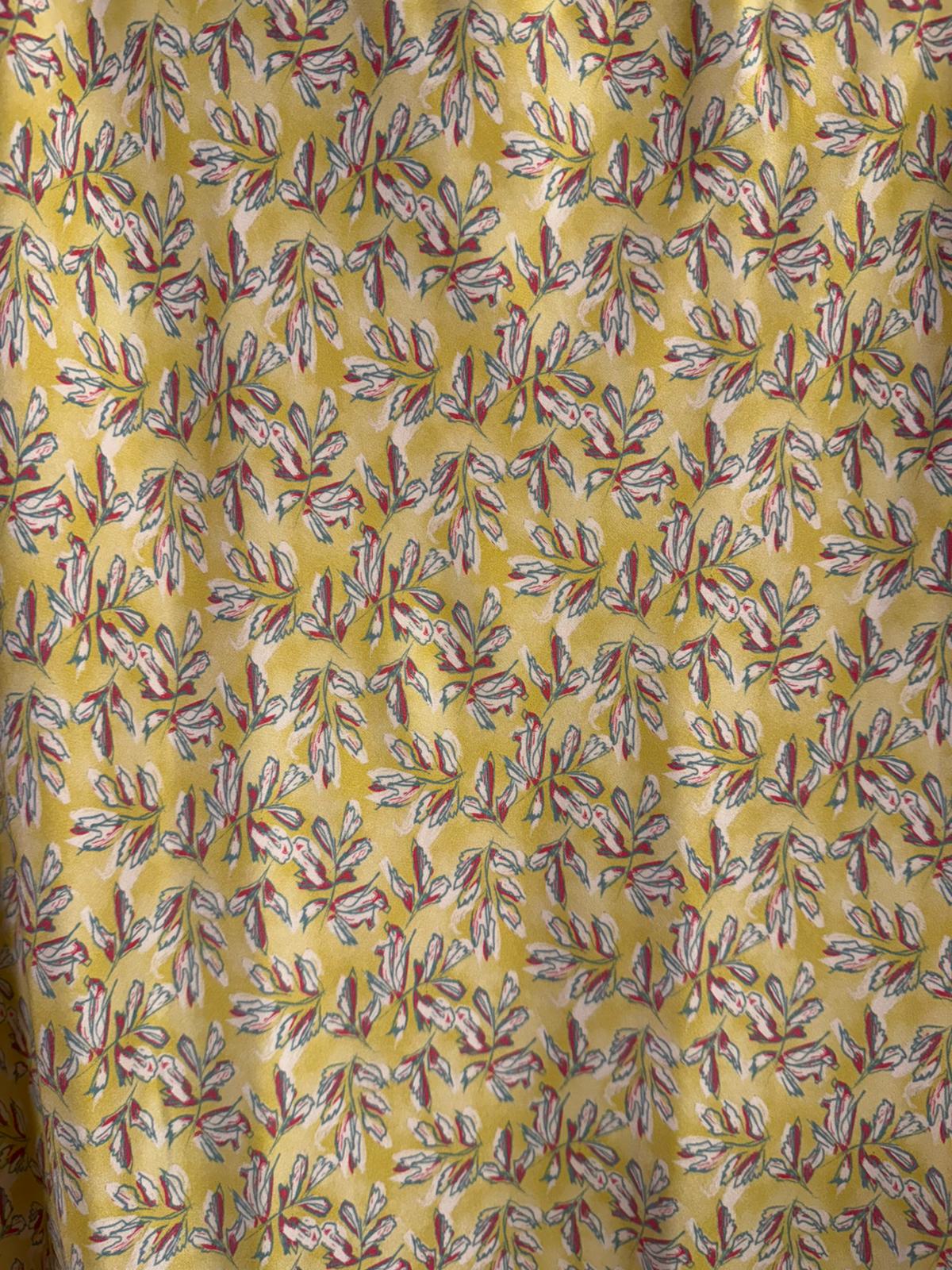 Falda Midi Estampado Hojas Satinada