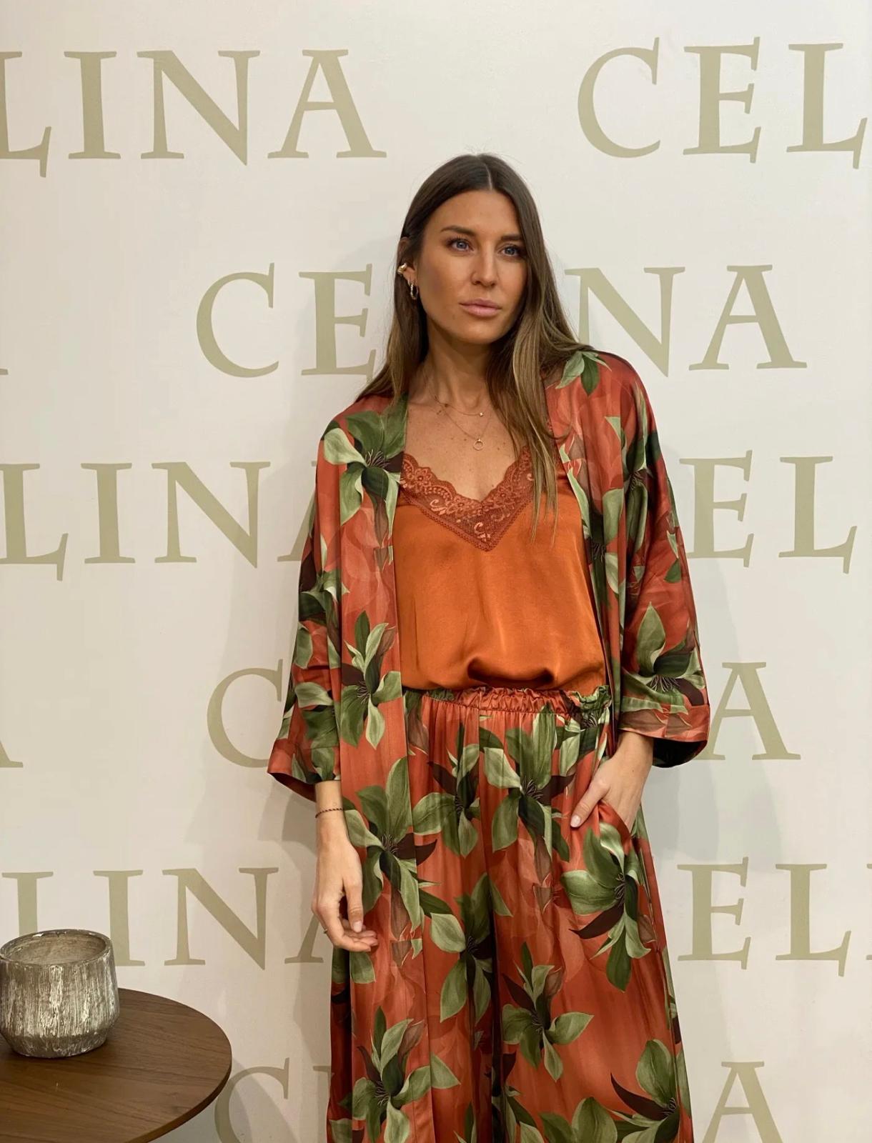 Kimono Largo Floral Clemátide